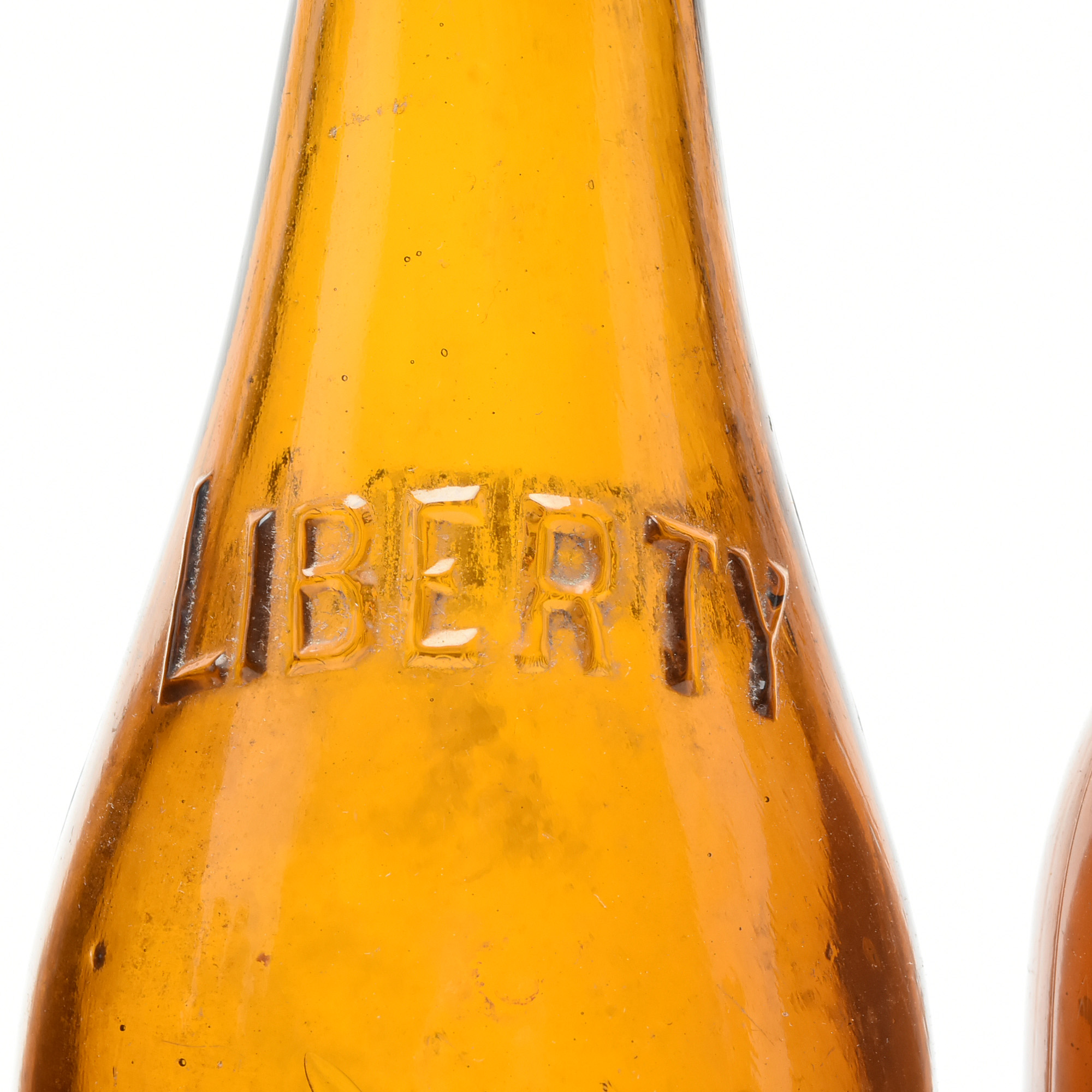 Antique Circa 1890 Amber Beer Bottles and Split Oak Basket