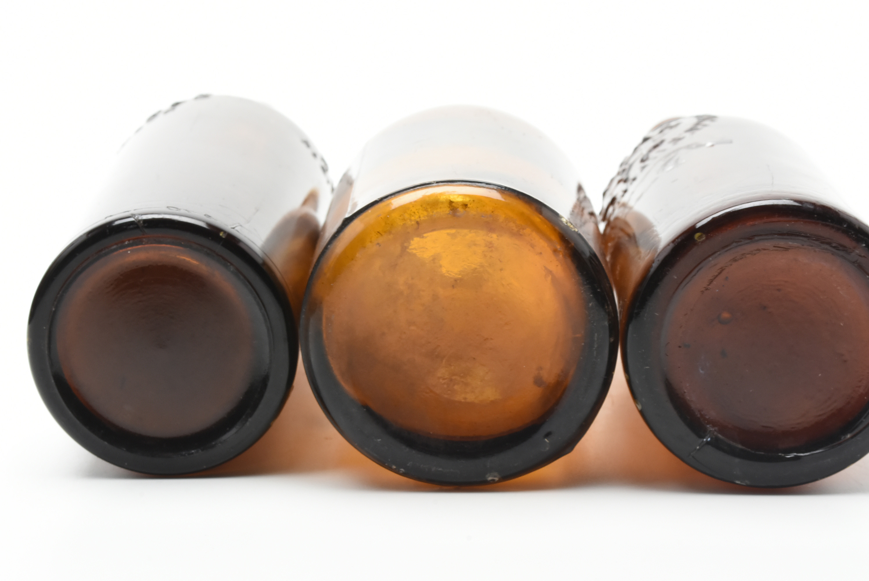 Antique Circa 1890 Amber Beer Bottles and Split Oak Basket