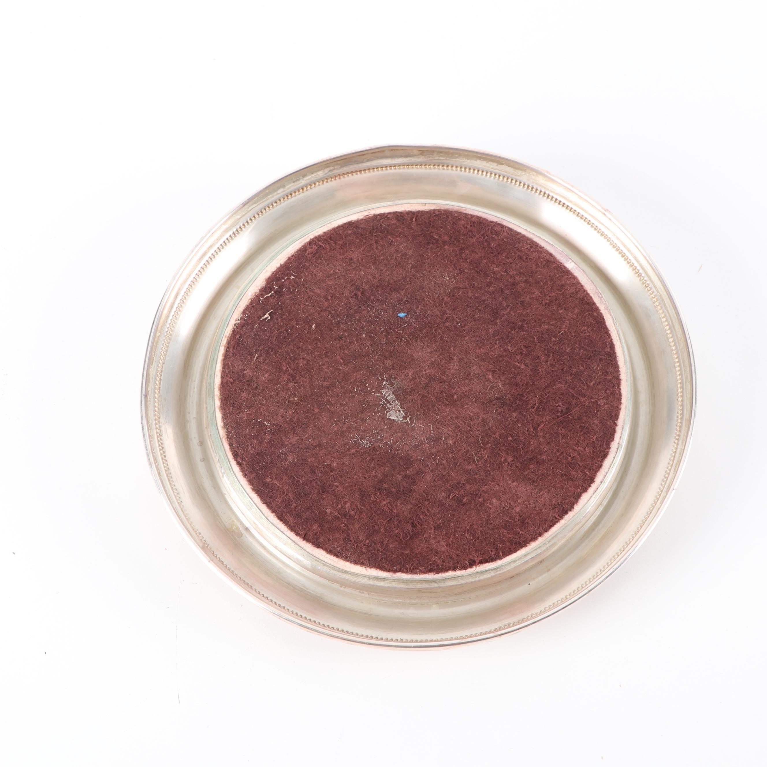 Sterling Silver Rimmed Hand-Painted Pheasant Porcelain Cheese Tray