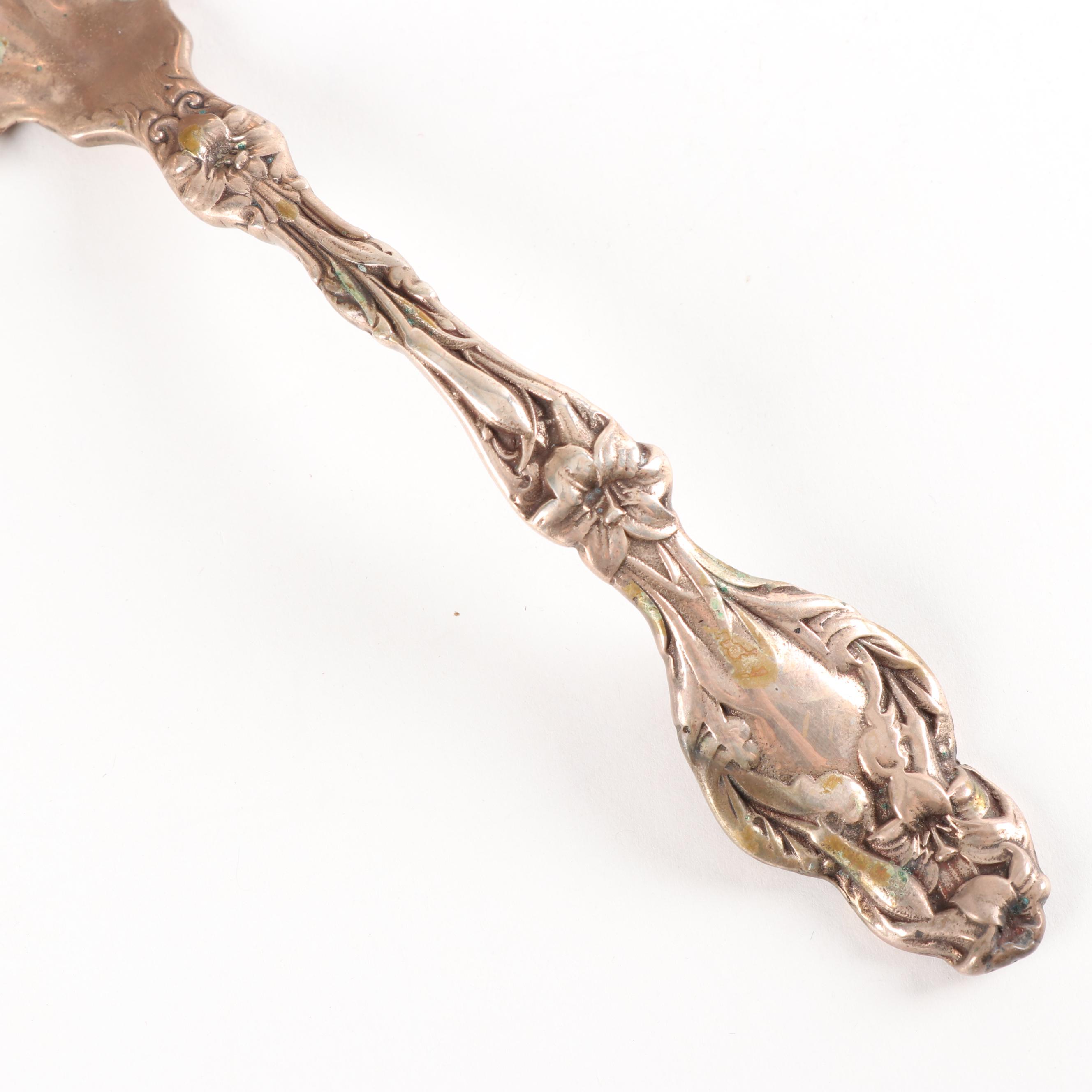 Sterling Silver Lily Motif Ladle Attributed to Gorham