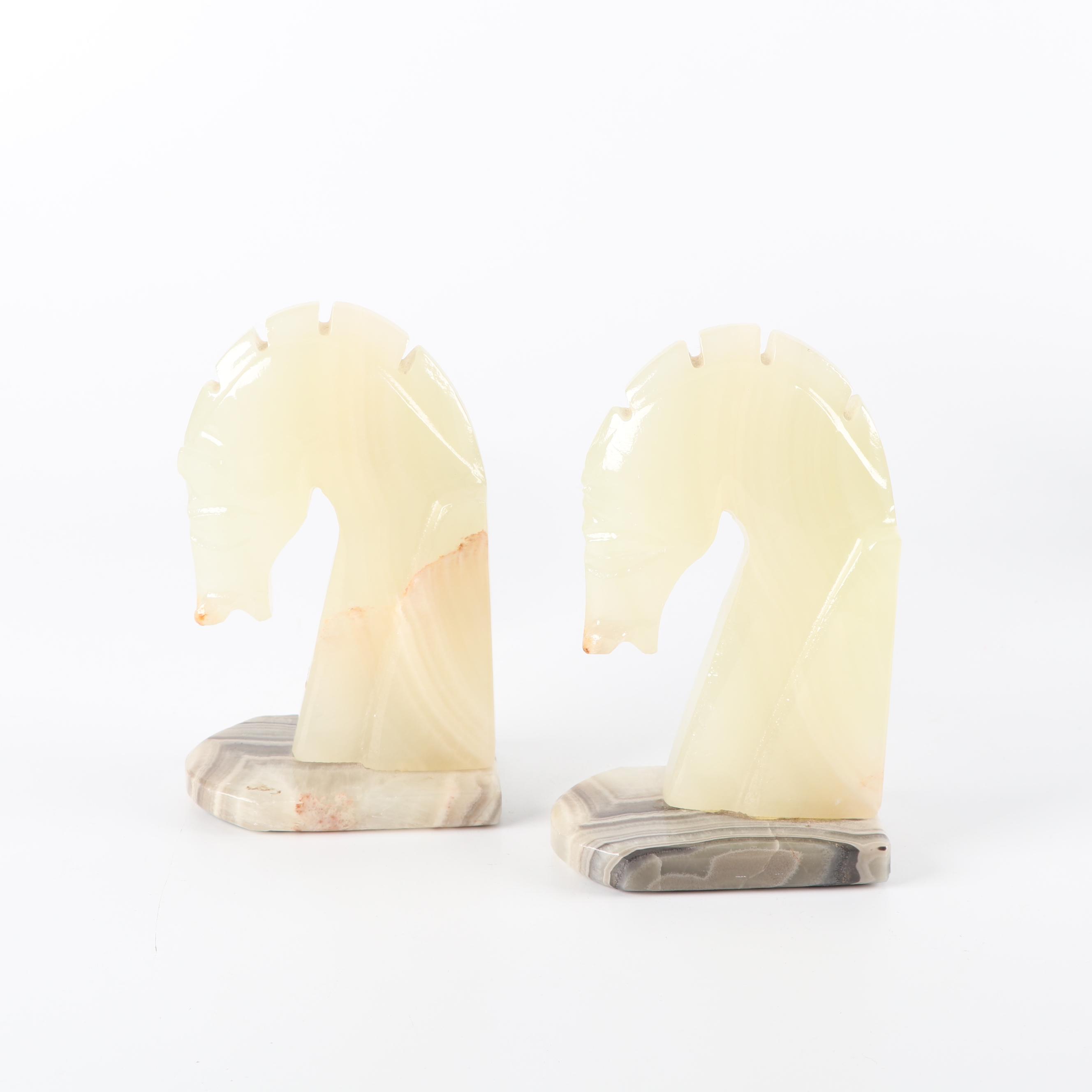 Green Onyx and Agate Bookends