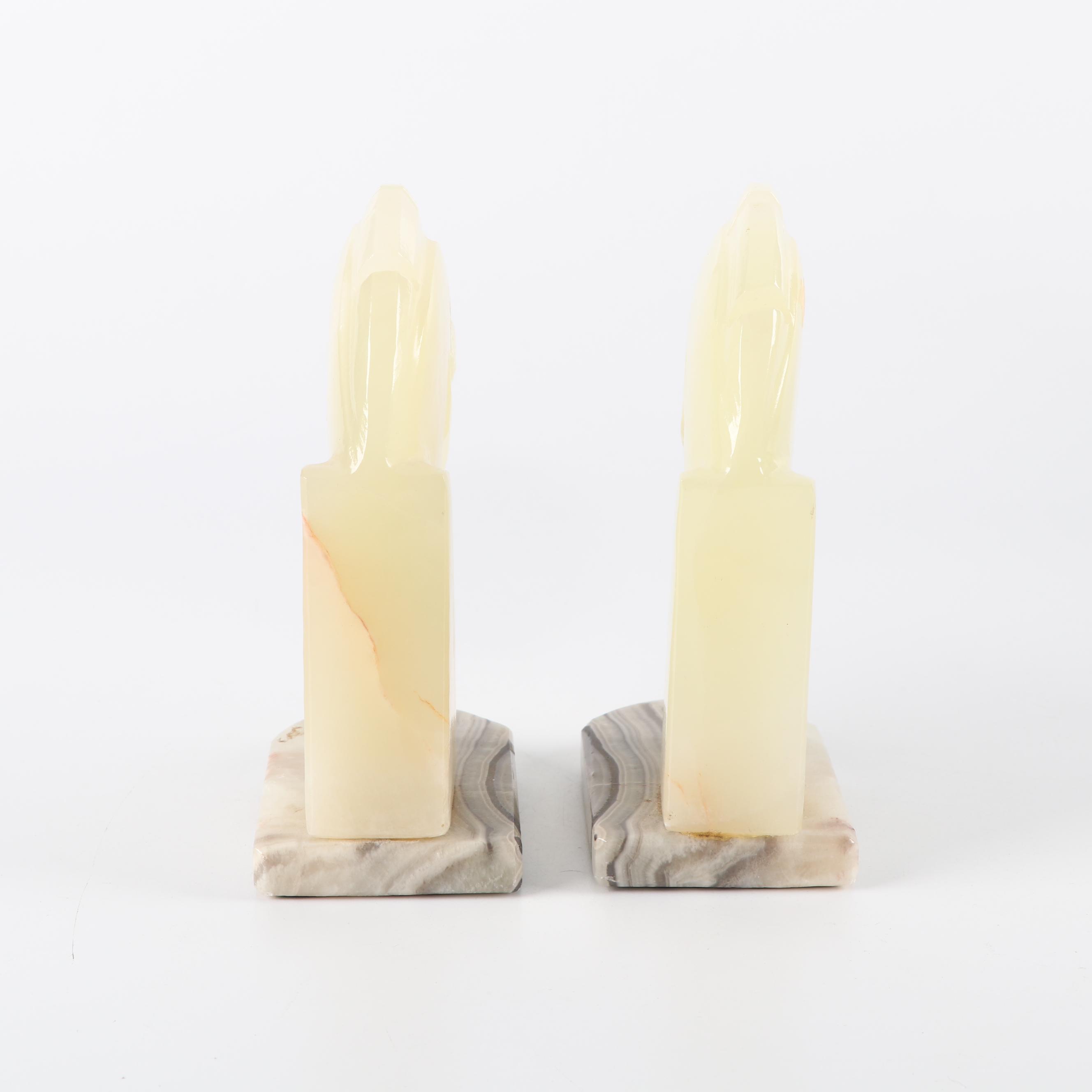 Green Onyx and Agate Bookends