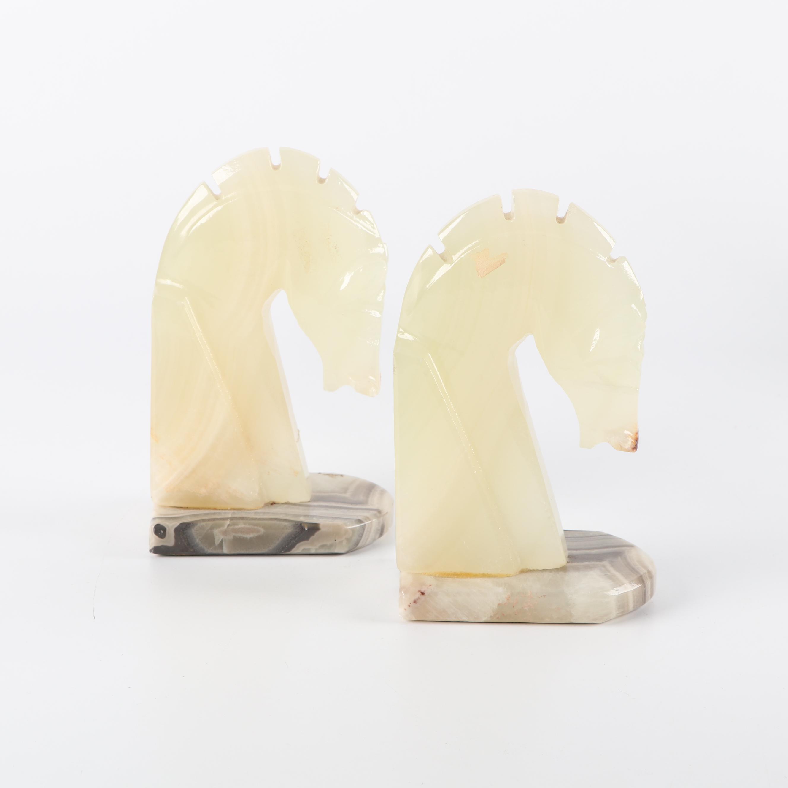 Green Onyx and Agate Bookends