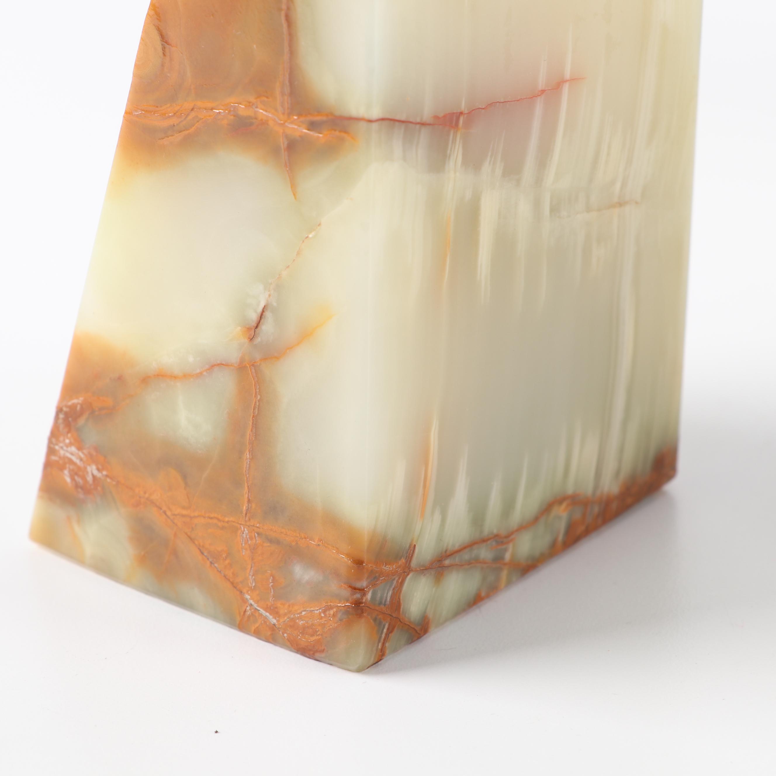 Green Onyx and Agate Bookends