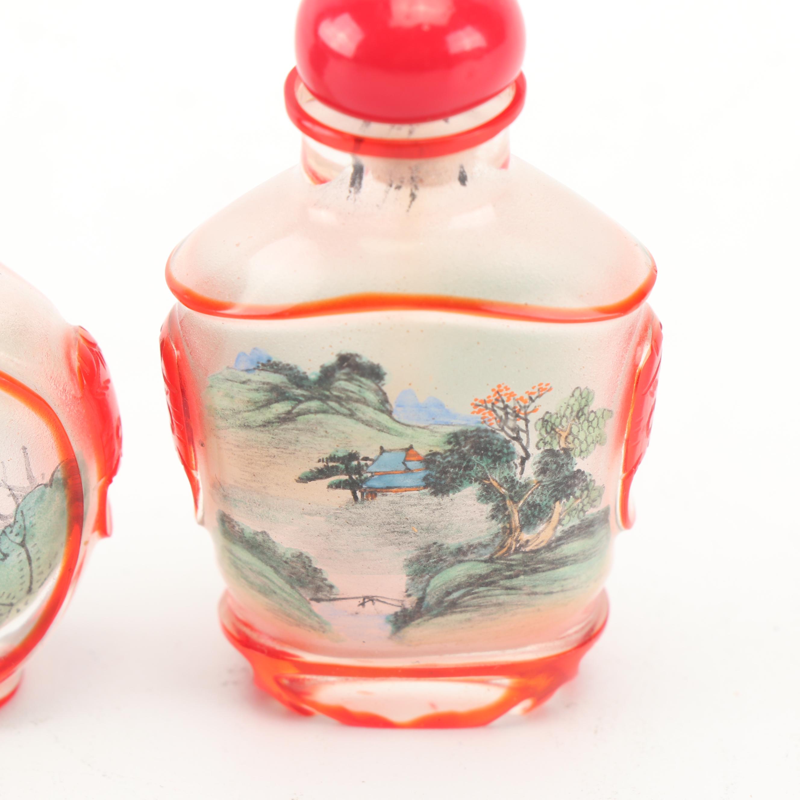 Chinese Reverse Painted Glass Snuff Bottles