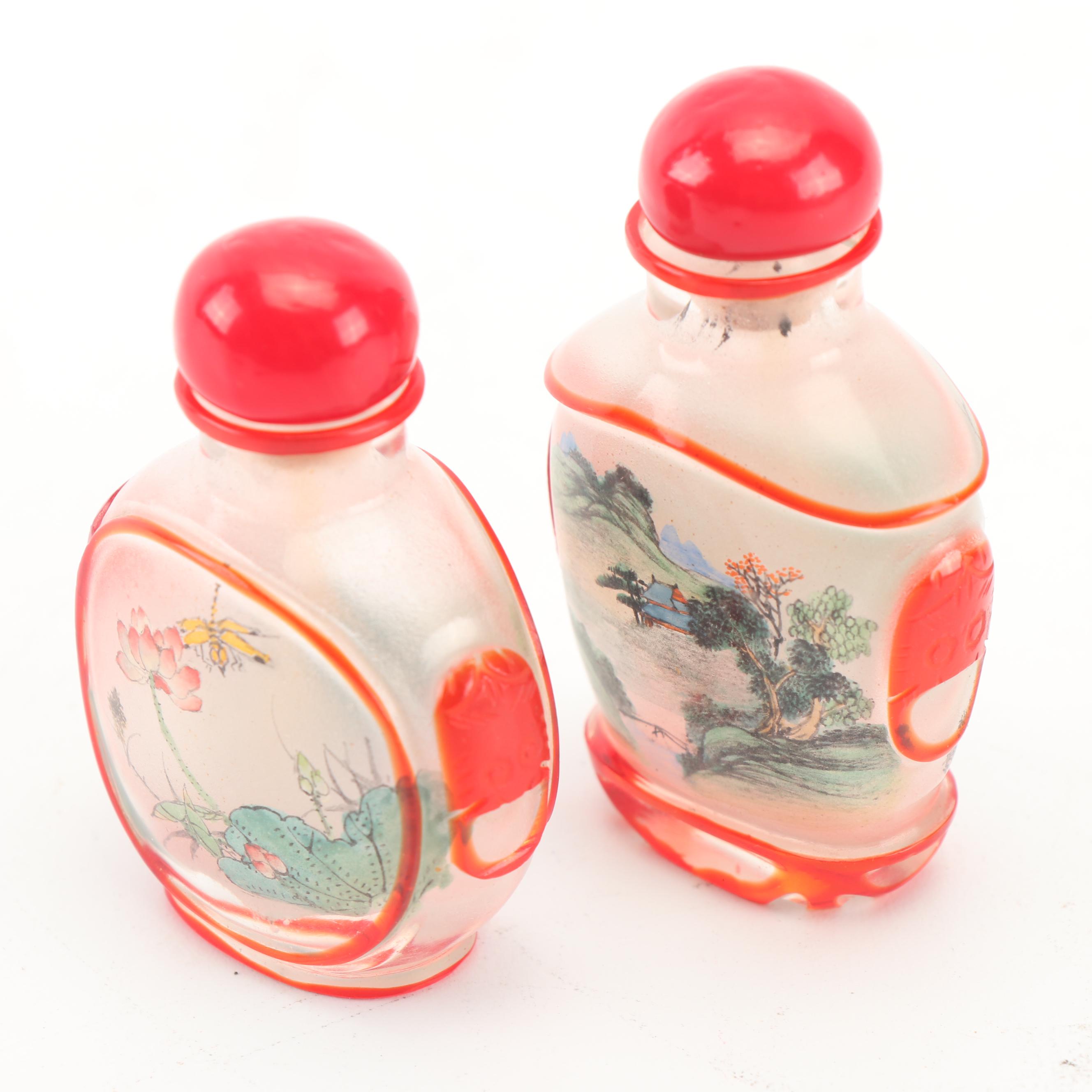 Chinese Reverse Painted Glass Snuff Bottles