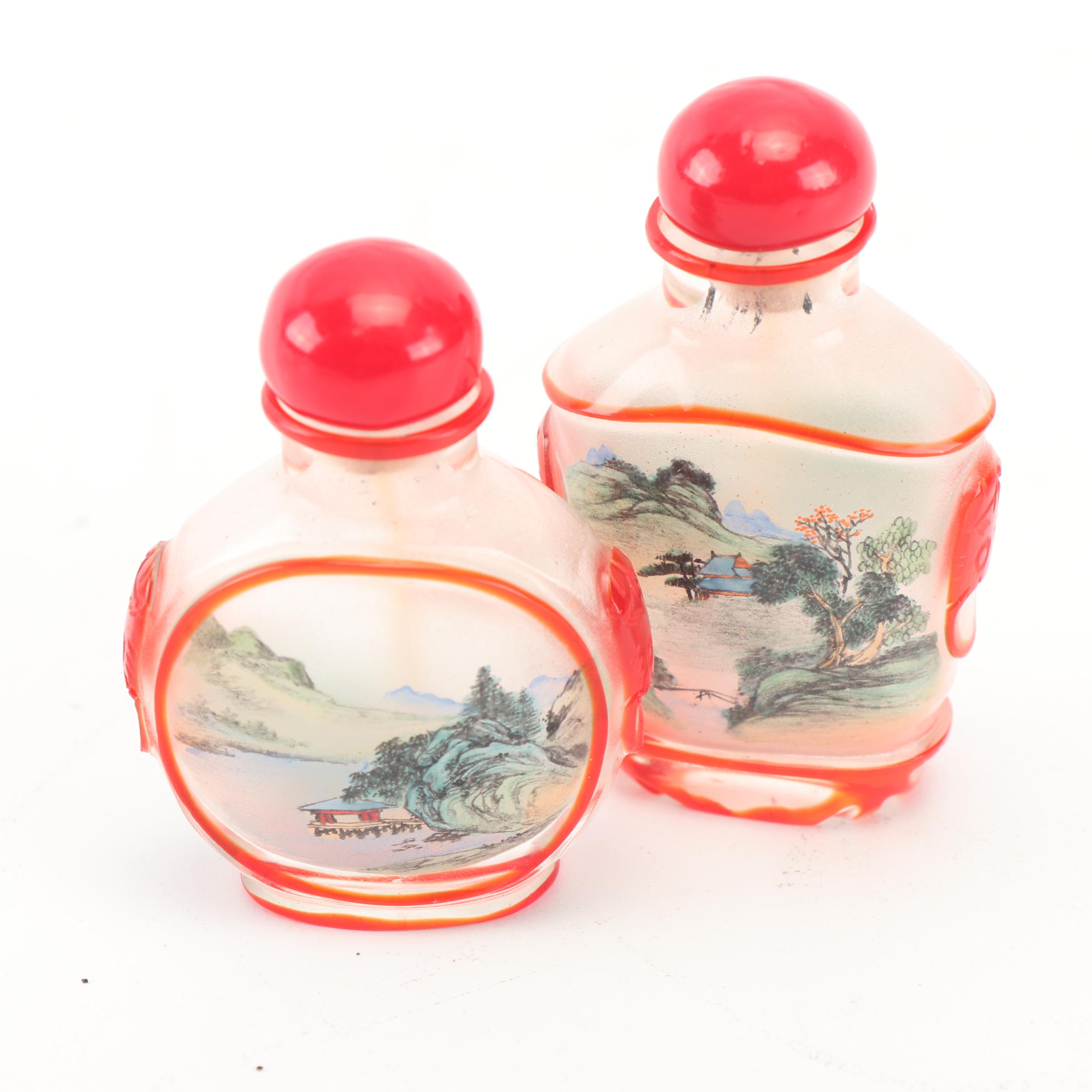 Chinese Reverse Painted Glass Snuff Bottles