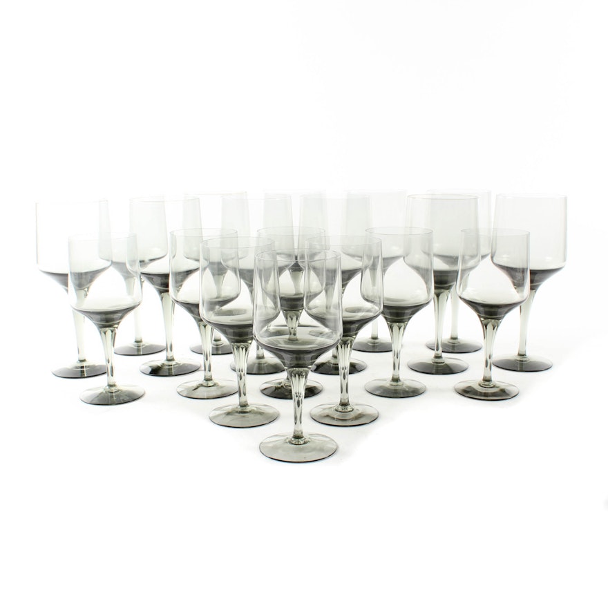 Orrefors Crystal "Rhapsody Smoke" Wine Glasses