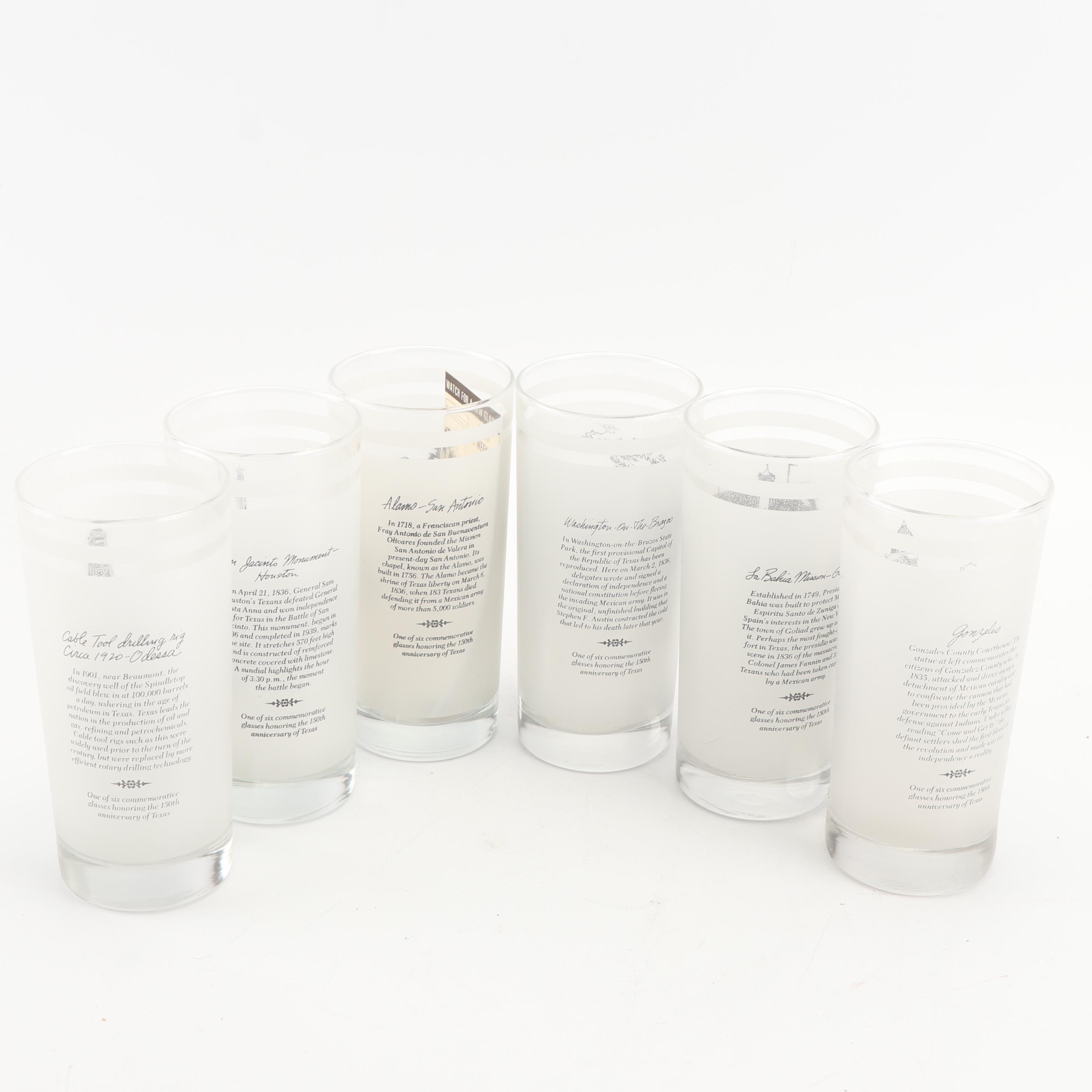 1986 Texas Anniversary Anchor Hocking Glasses with Artwork by Norman Baxter