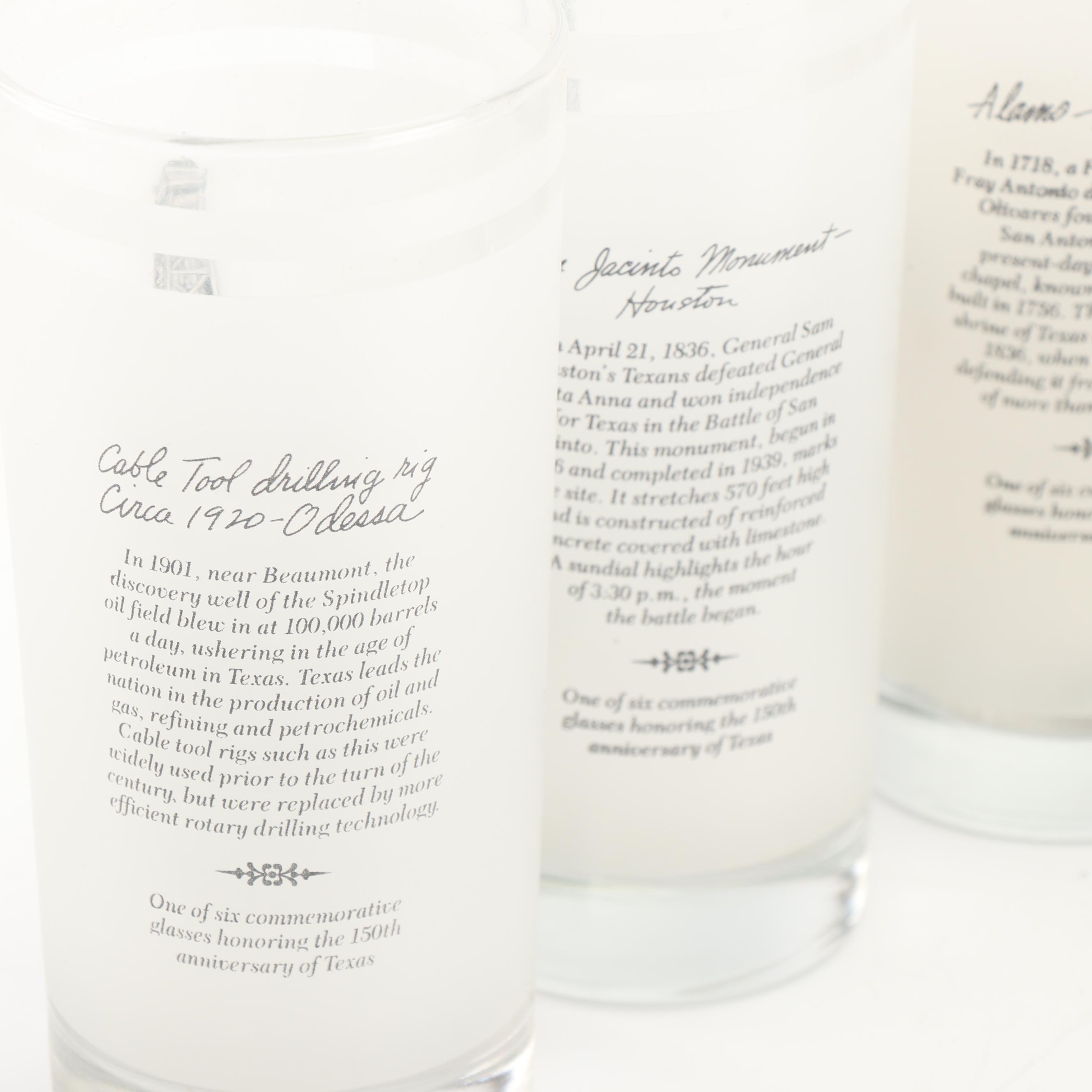 1986 Texas Anniversary Anchor Hocking Glasses with Artwork by Norman Baxter