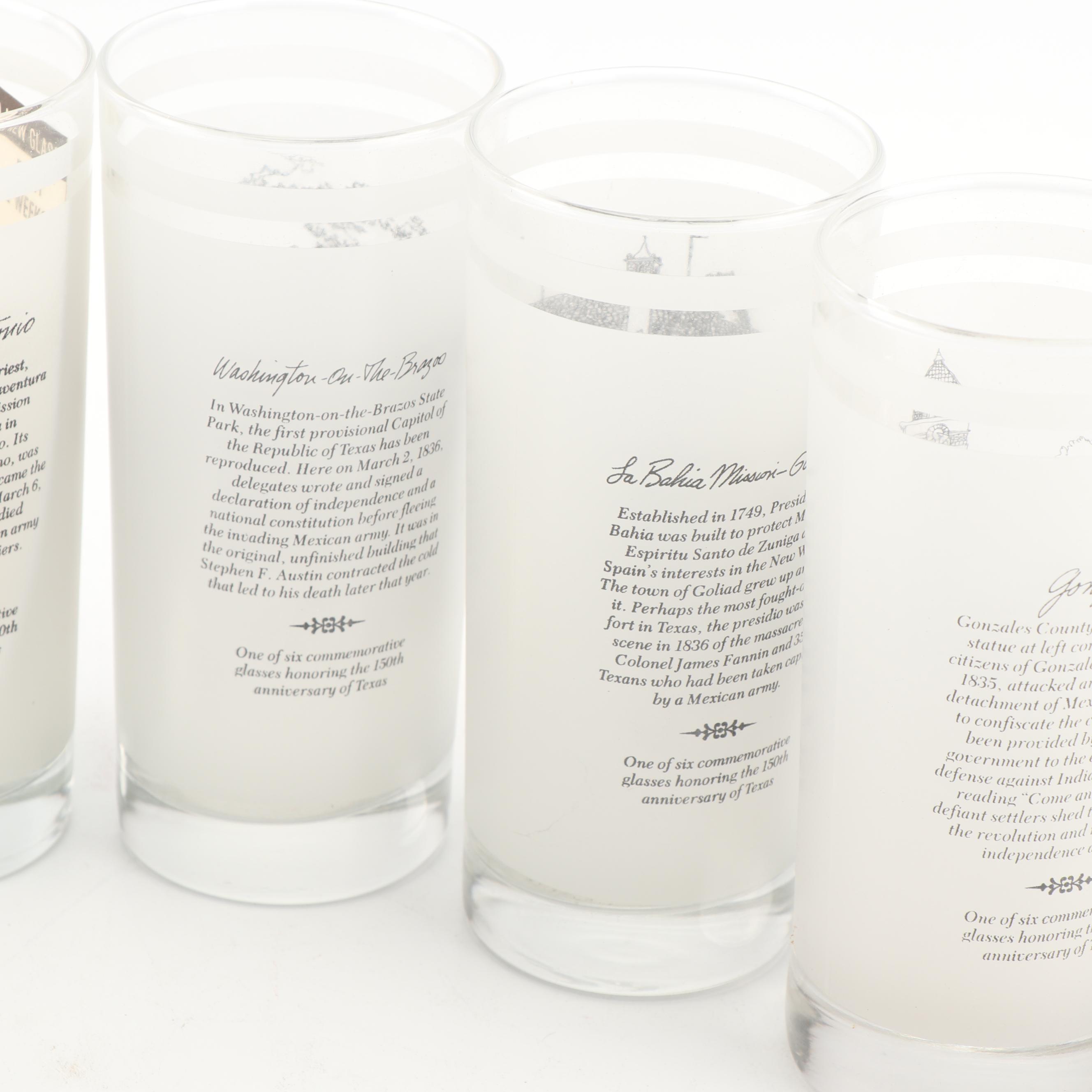 1986 Texas Anniversary Anchor Hocking Glasses with Artwork by Norman Baxter