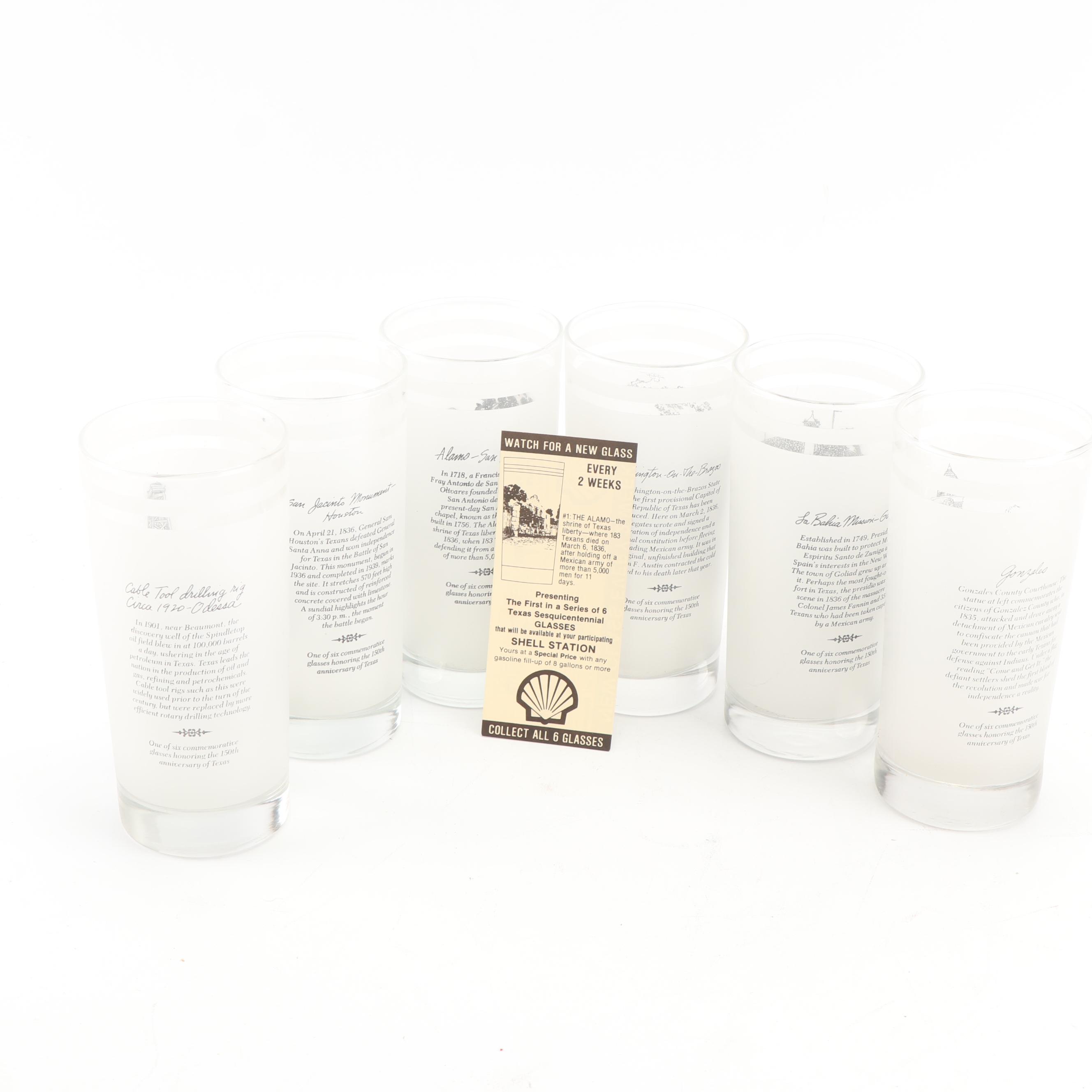 1986 Texas Anniversary Anchor Hocking Glasses with Artwork by Norman Baxter