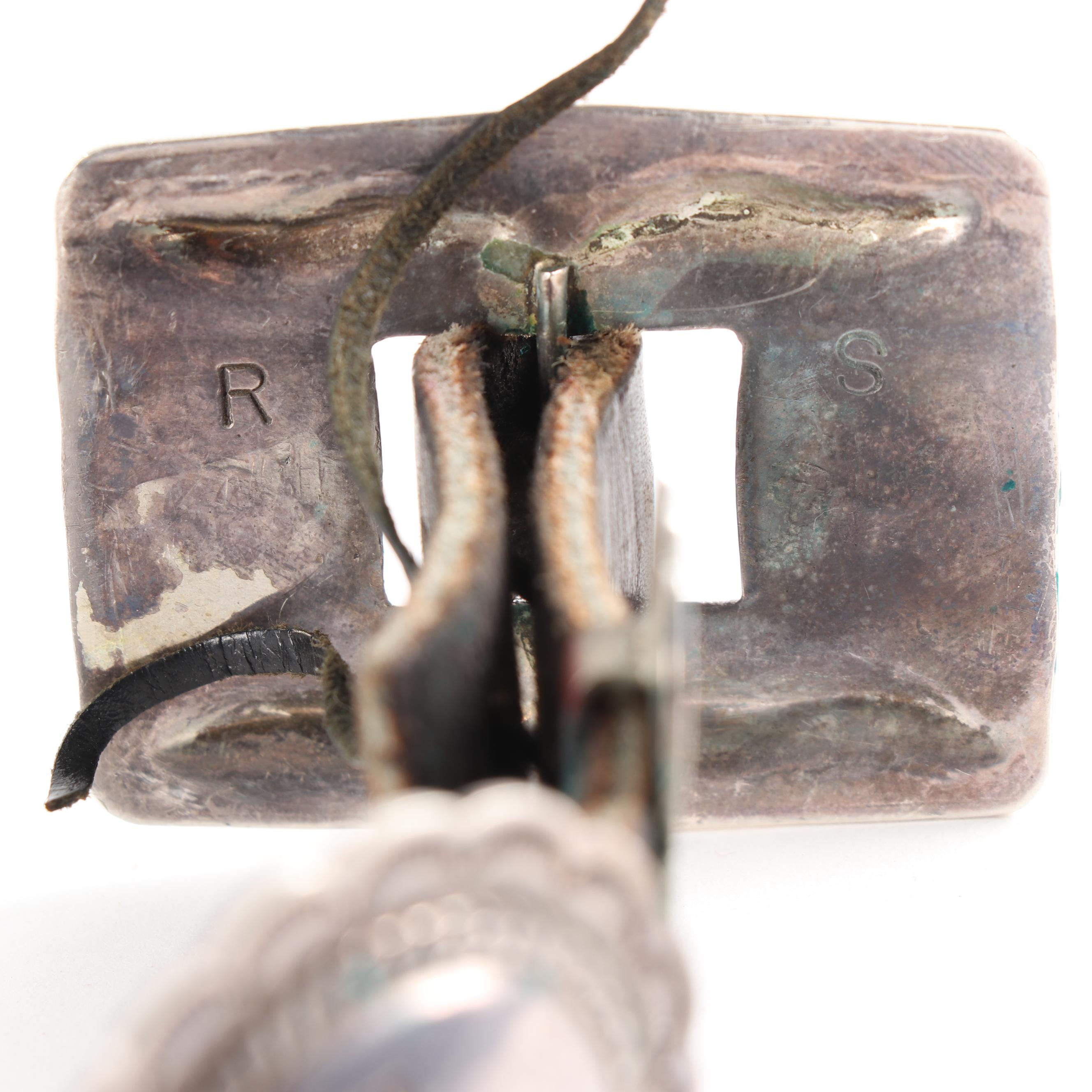 Vintage Roger Skeet Native American Navajo Sterling Silver Concho Leather Belt