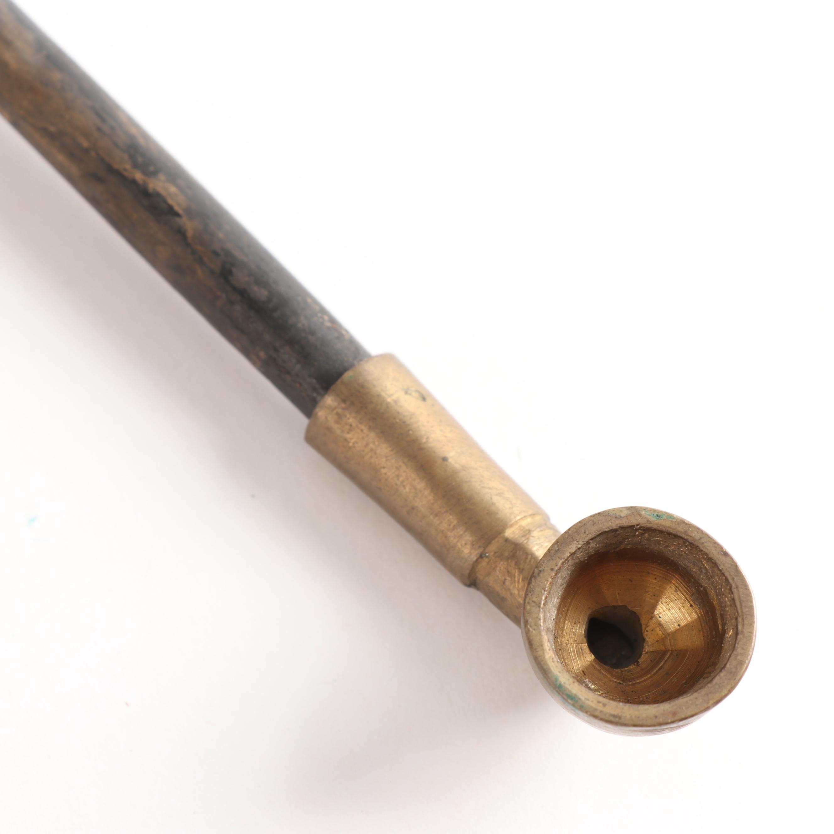 Chinese Cloisonné Water Pipe with Other Pipes and Embroidered Pouch