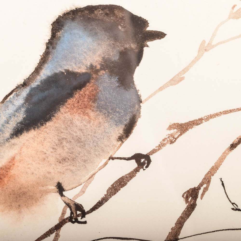 Mary Helen Wallace Watercolor of a Bluebird