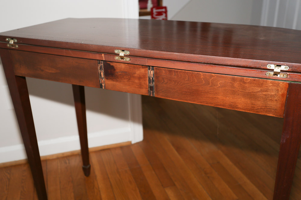 Vintage Hepplewhite Style Mahogany Game Table by Potthast Brothers