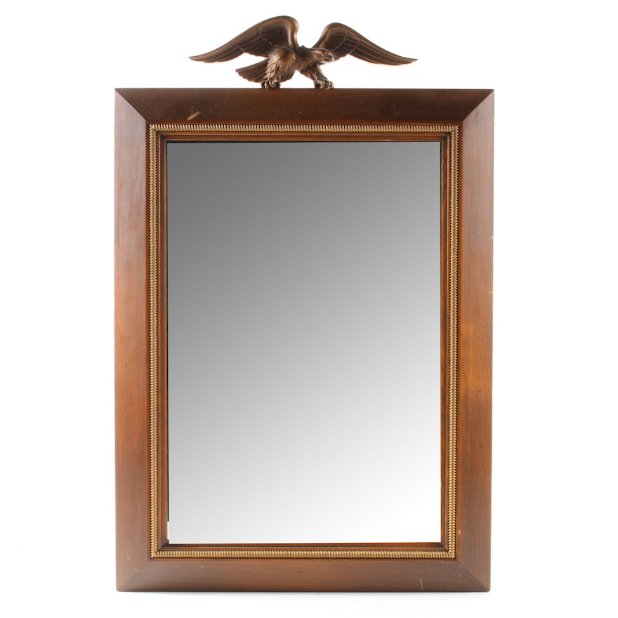 Federal Style Wood Frame Wall Mirror with Eagle Crest