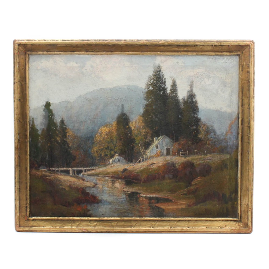 E. Fredericks 1932 Landscape Oil Painting