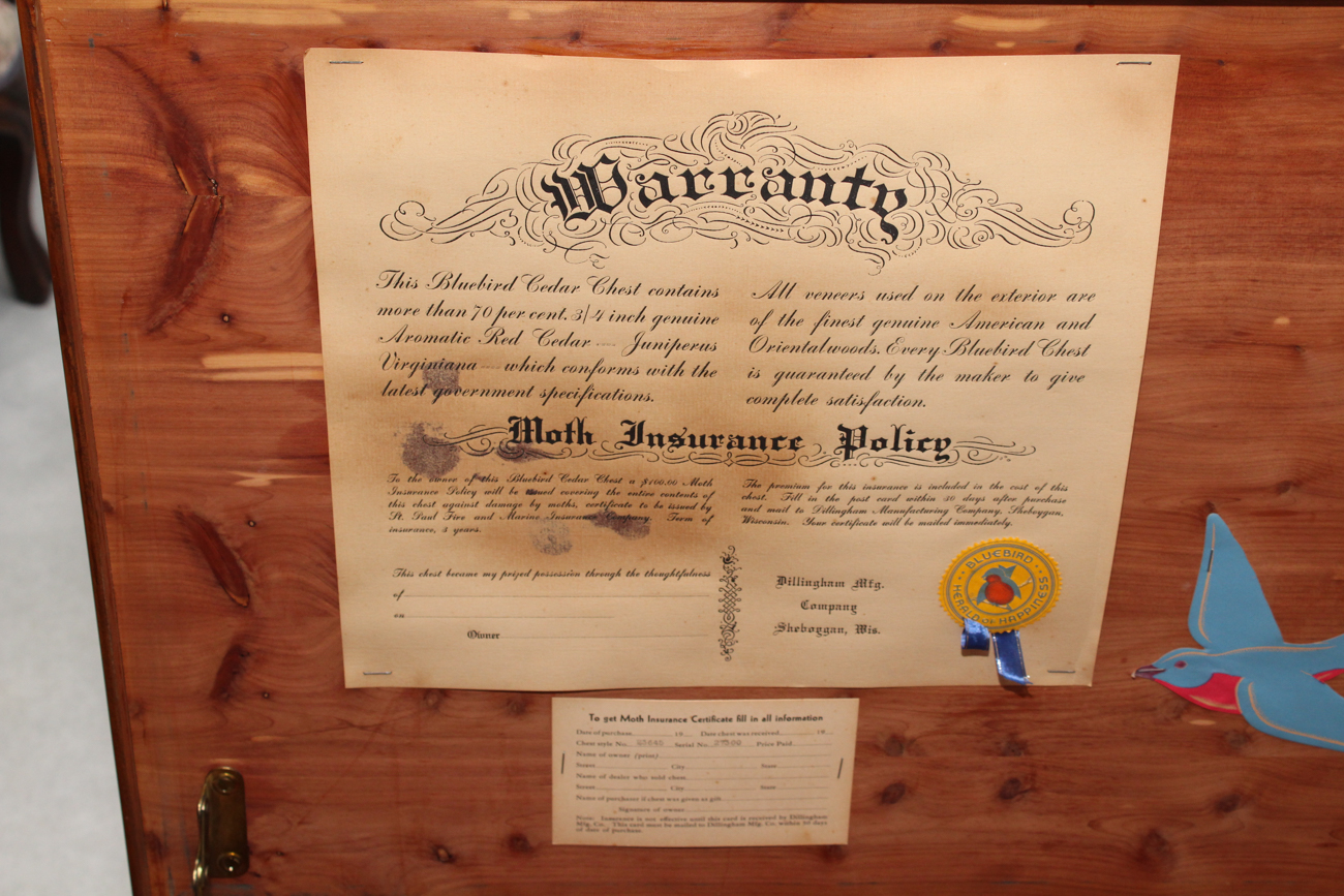 Vintage Art Deco Style "Bluebird" Cedar Chest by Dillingham