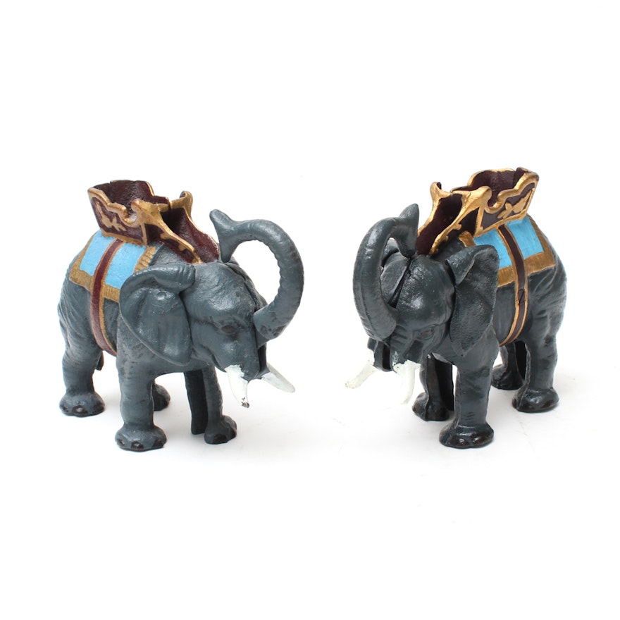 Pair of Cast Iron Elephant Coin Banks