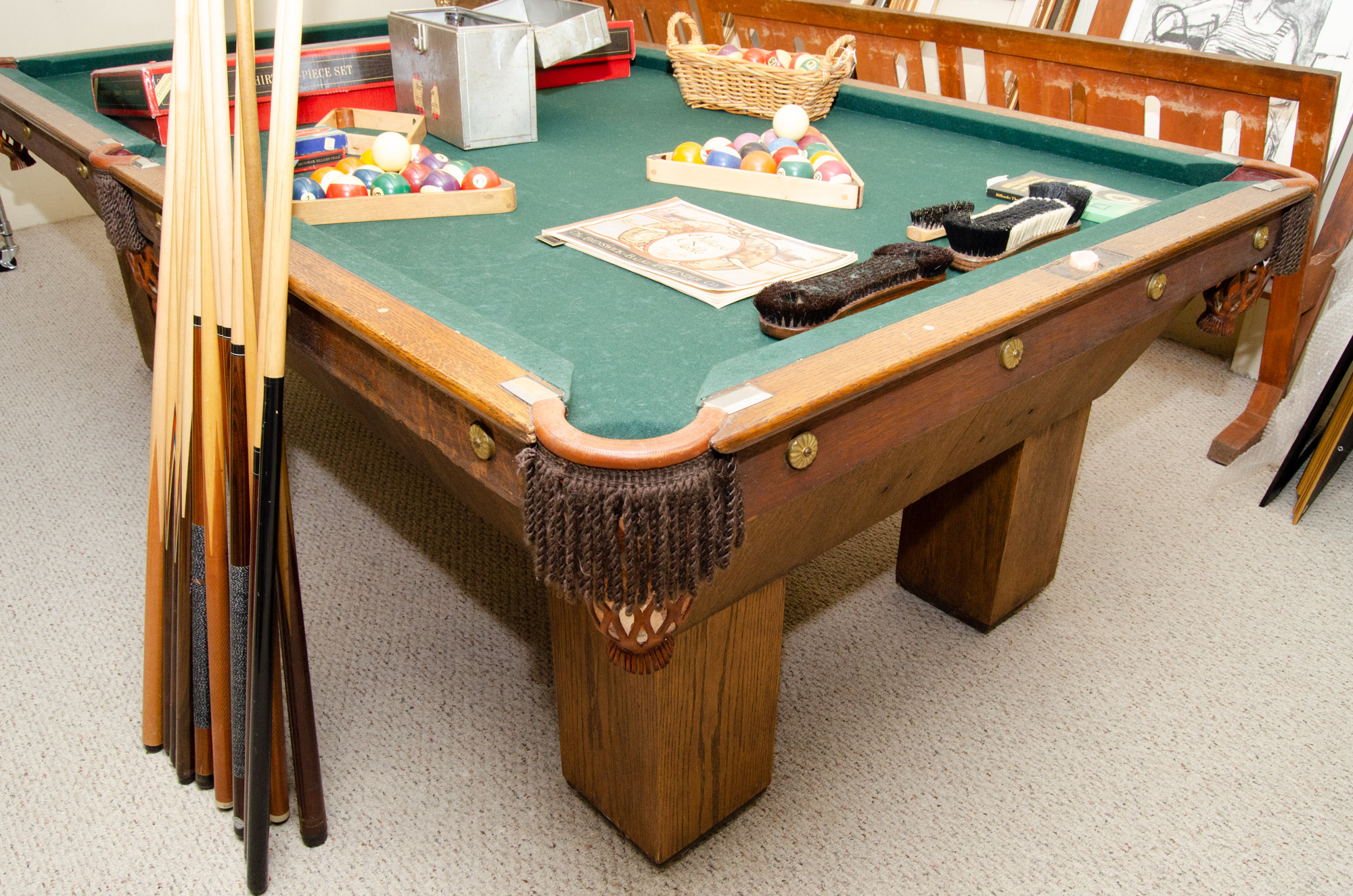 Brunswick "The Aviator" Quarter Sawn Oak Billiard Table