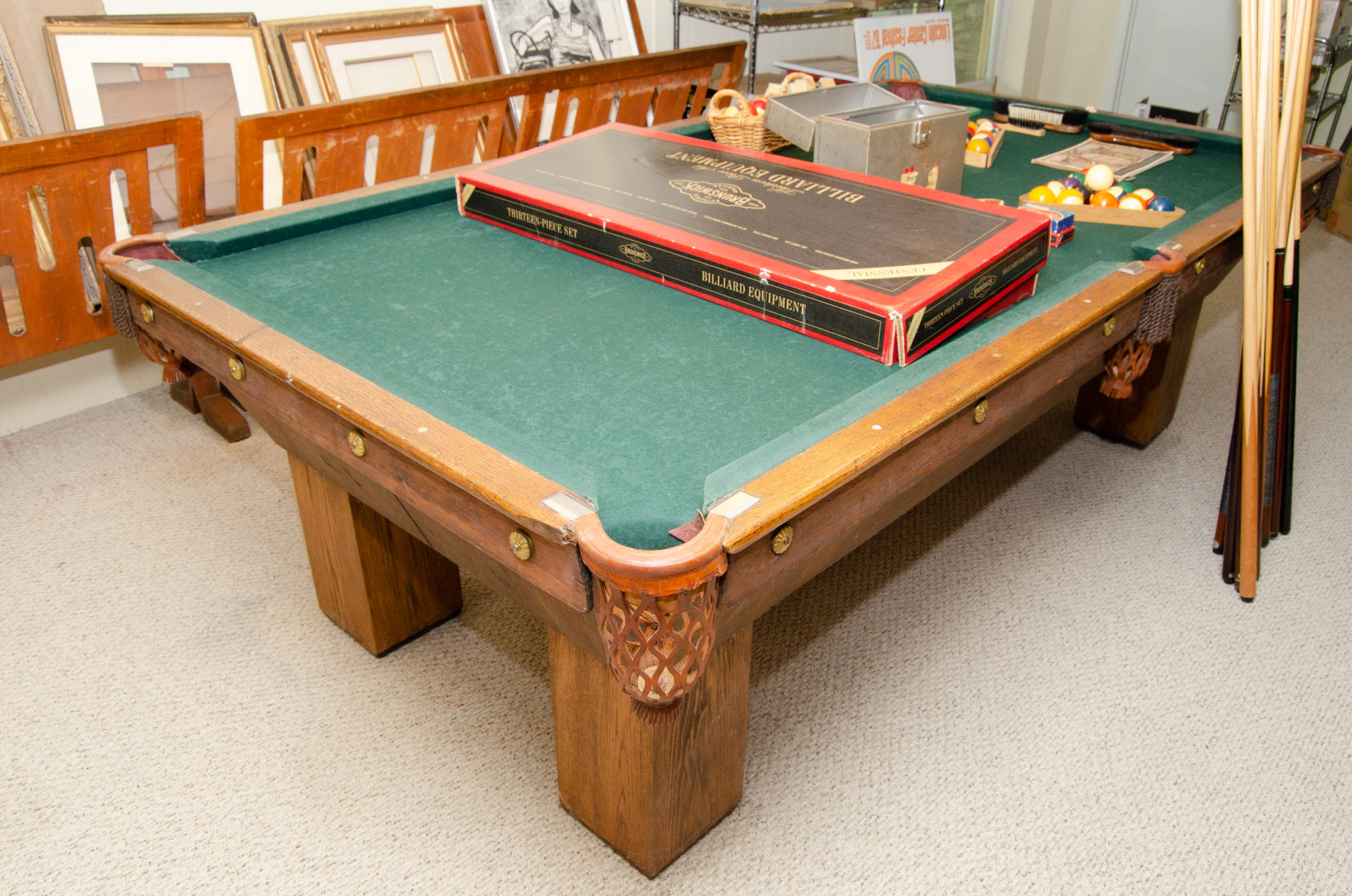 Brunswick "The Aviator" Quarter Sawn Oak Billiard Table
