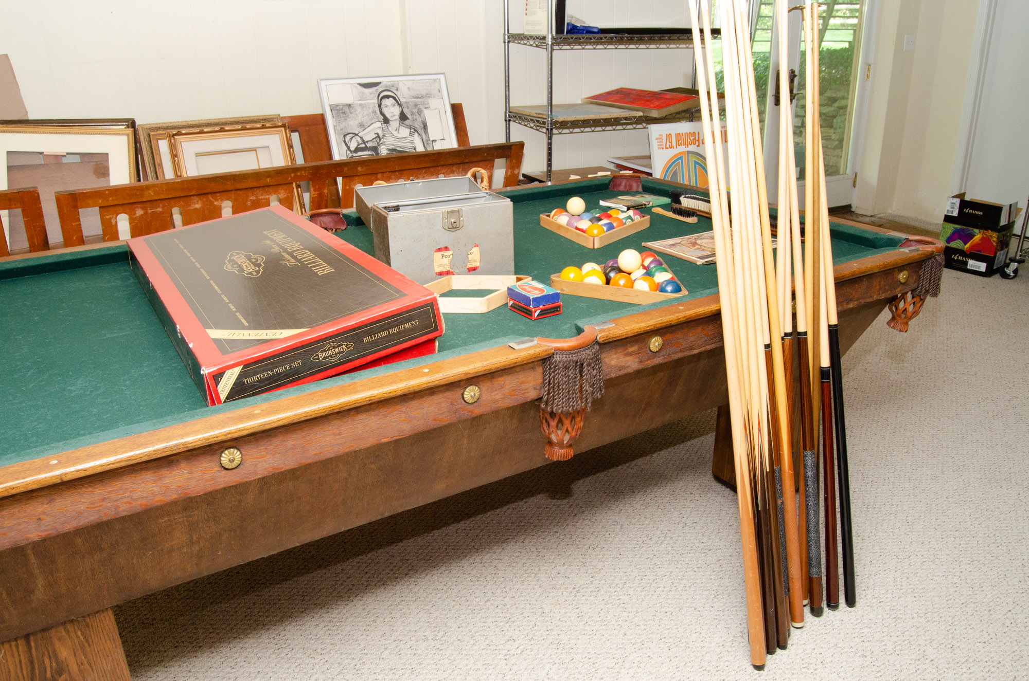Brunswick "The Aviator" Quarter Sawn Oak Billiard Table