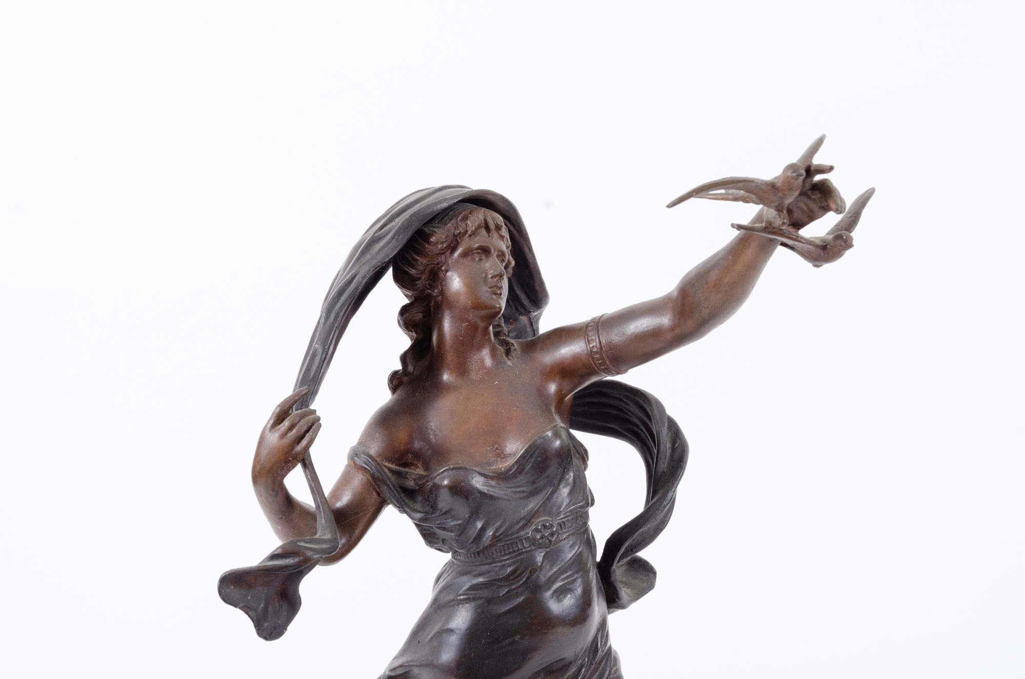 L. Raphael Bronze Sculpture "Depart des Hirondelles"