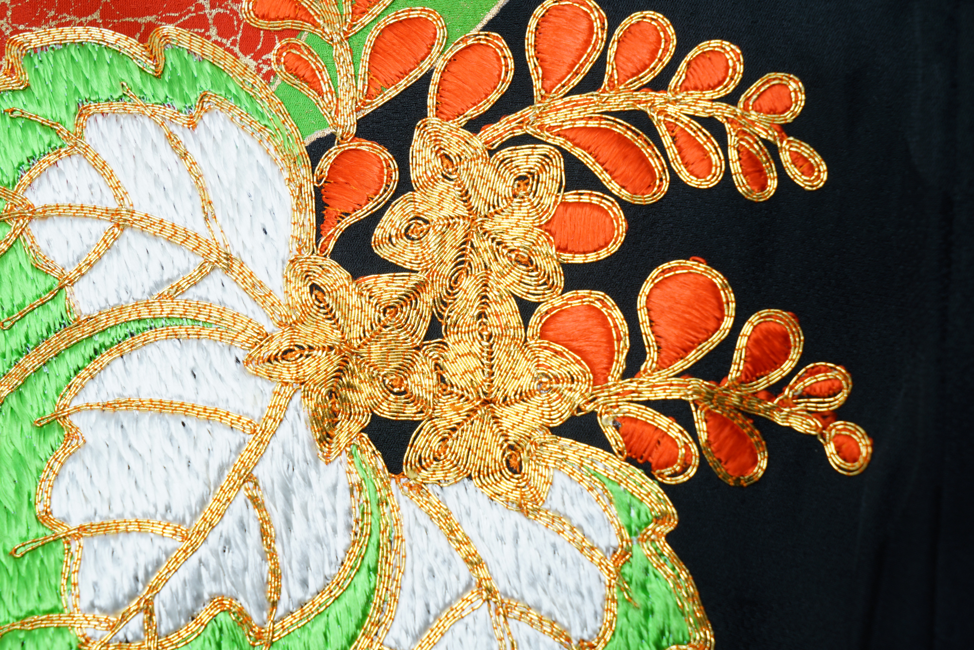 Circa 1950s Vintage Japanese Handwoven Silk Damask Kakashita Kimono