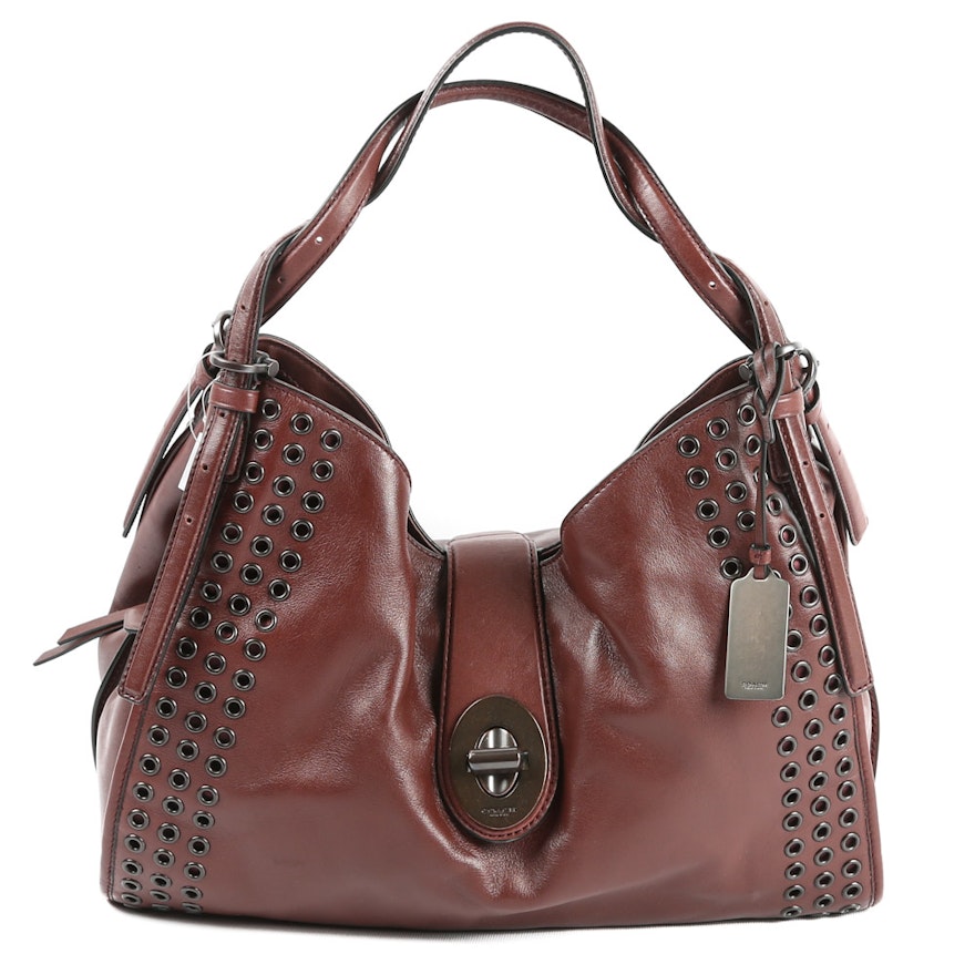 Coach Madison Grommets Carlyle Brick Red Leather Shoulder Bag