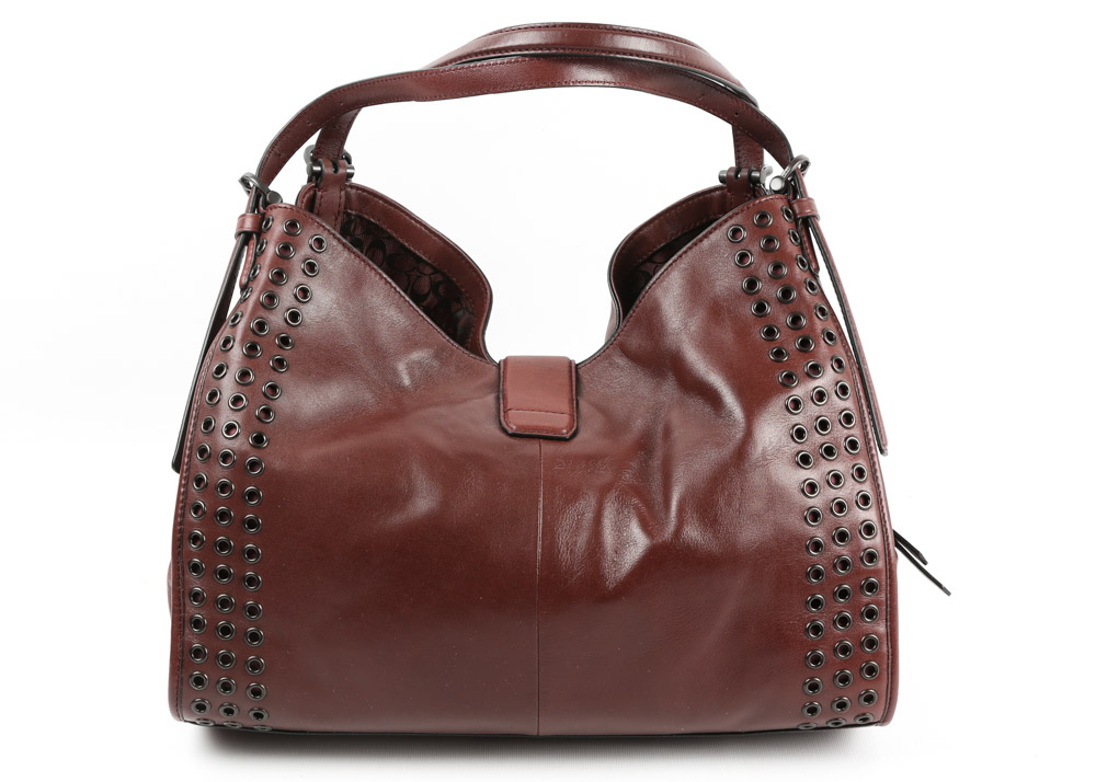 Coach Madison Grommets Carlyle Brick Red Leather Shoulder Bag