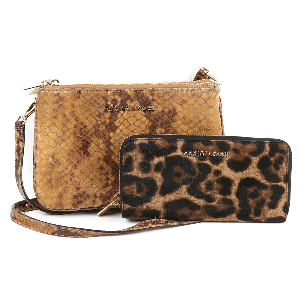 MICHAEL Michael Kors Mara Pony Hair Wallet and Faux Python Crossbody