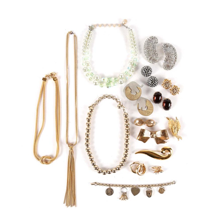 Assortment of Costume Jewelry Featuring Coro, Trifari, and Monet