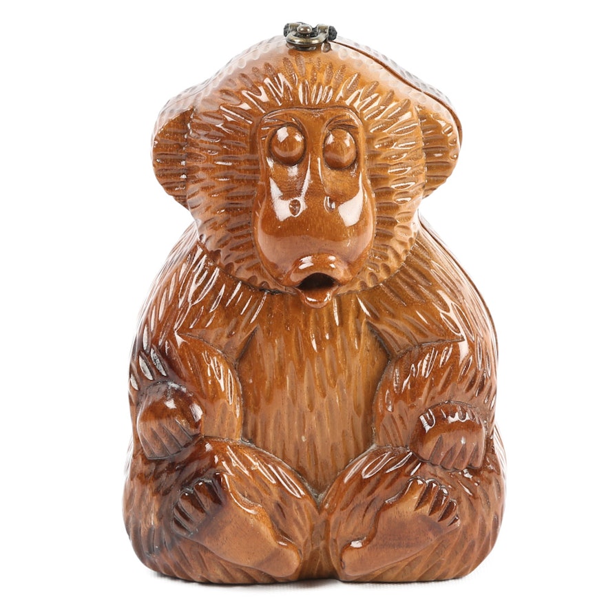 Timmy Woods of Beverly Hills Hand Carved Wooden Monkey Handbag