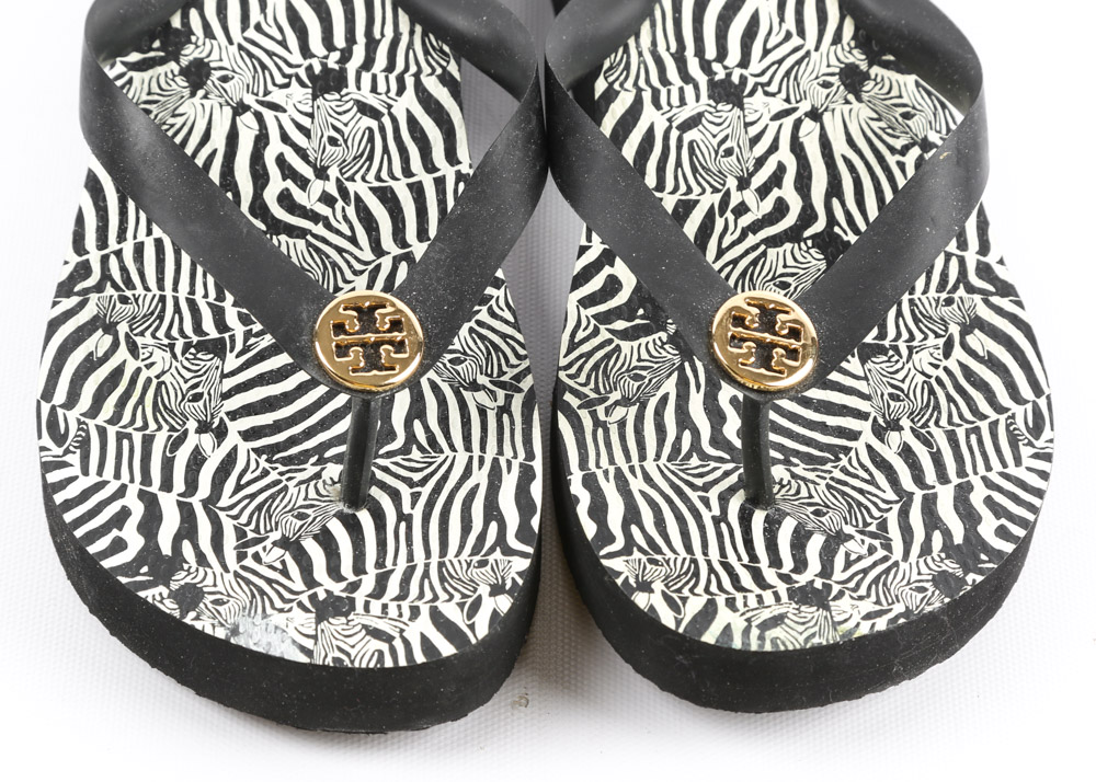 Tory Burch Zebra Wedge Thong Sandal