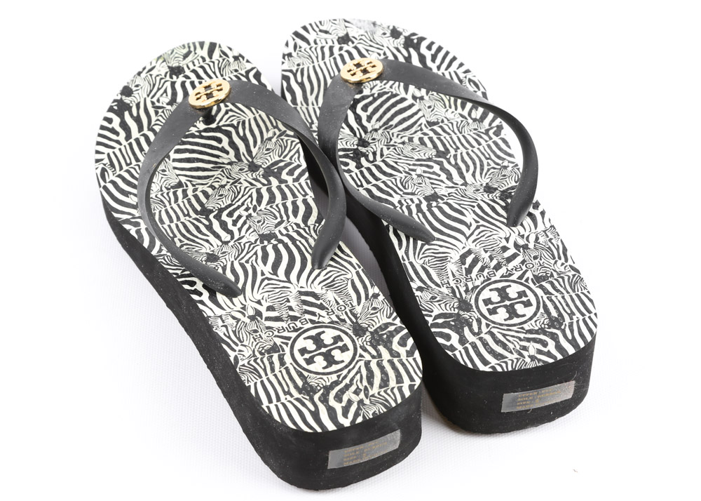 Tory Burch Zebra Wedge Thong Sandal