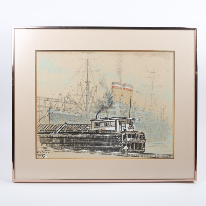 Ella Condie Lamb Drawing "Pier 84 North River"