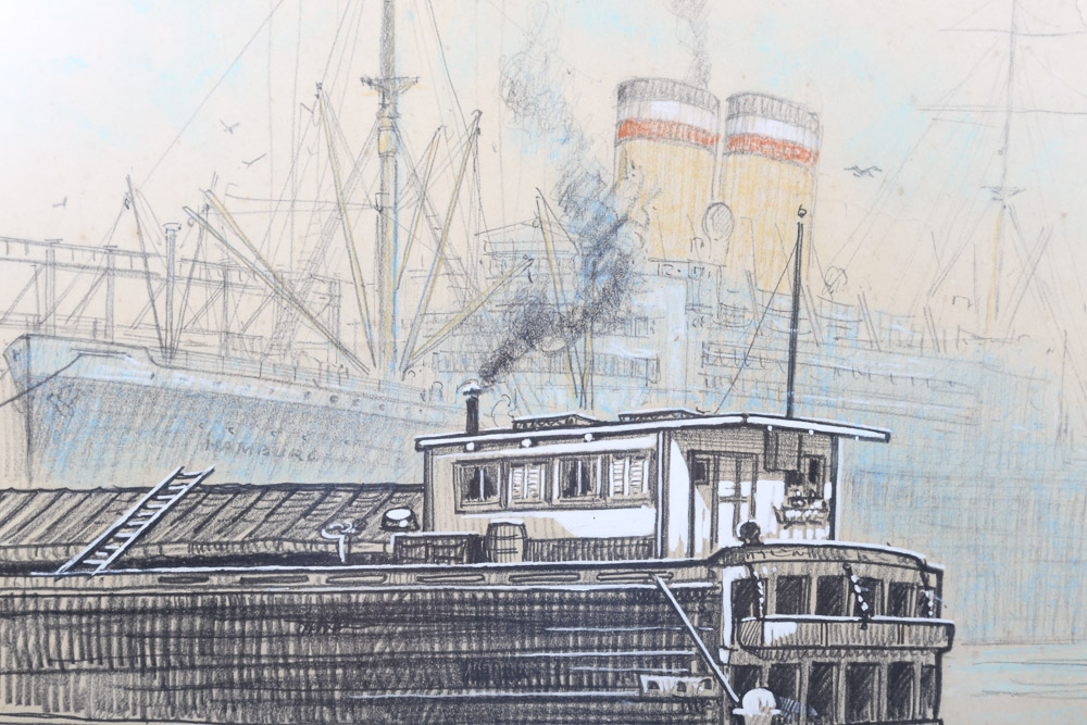 Ella Condie Lamb Drawing "Pier 84 North River"