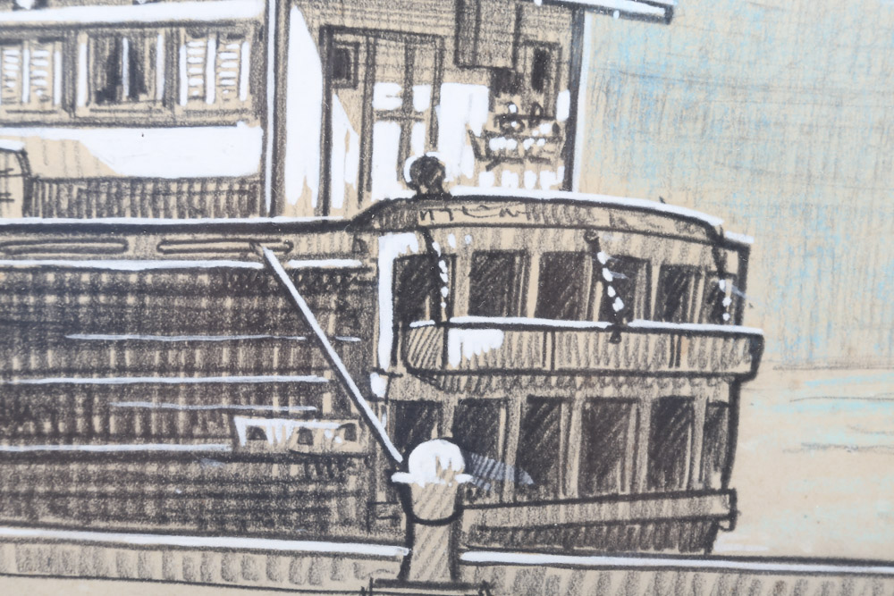 Ella Condie Lamb Drawing "Pier 84 North River"