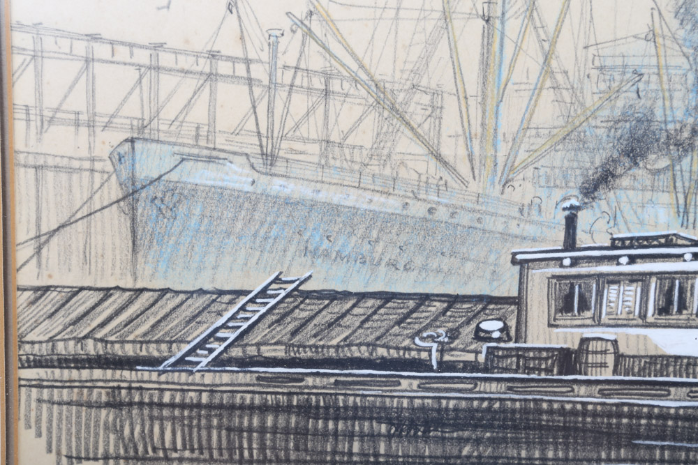 Ella Condie Lamb Drawing "Pier 84 North River"