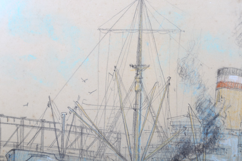 Ella Condie Lamb Drawing "Pier 84 North River"