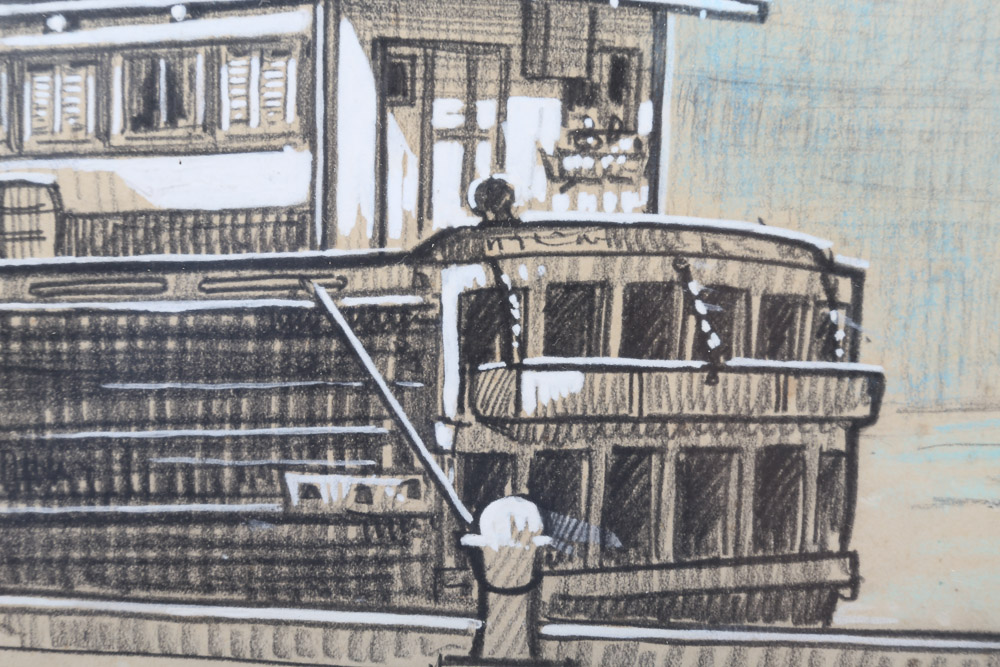 Ella Condie Lamb Drawing "Pier 84 North River"