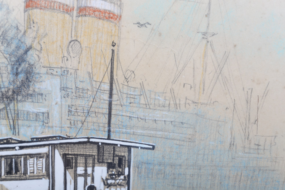 Ella Condie Lamb Drawing "Pier 84 North River"