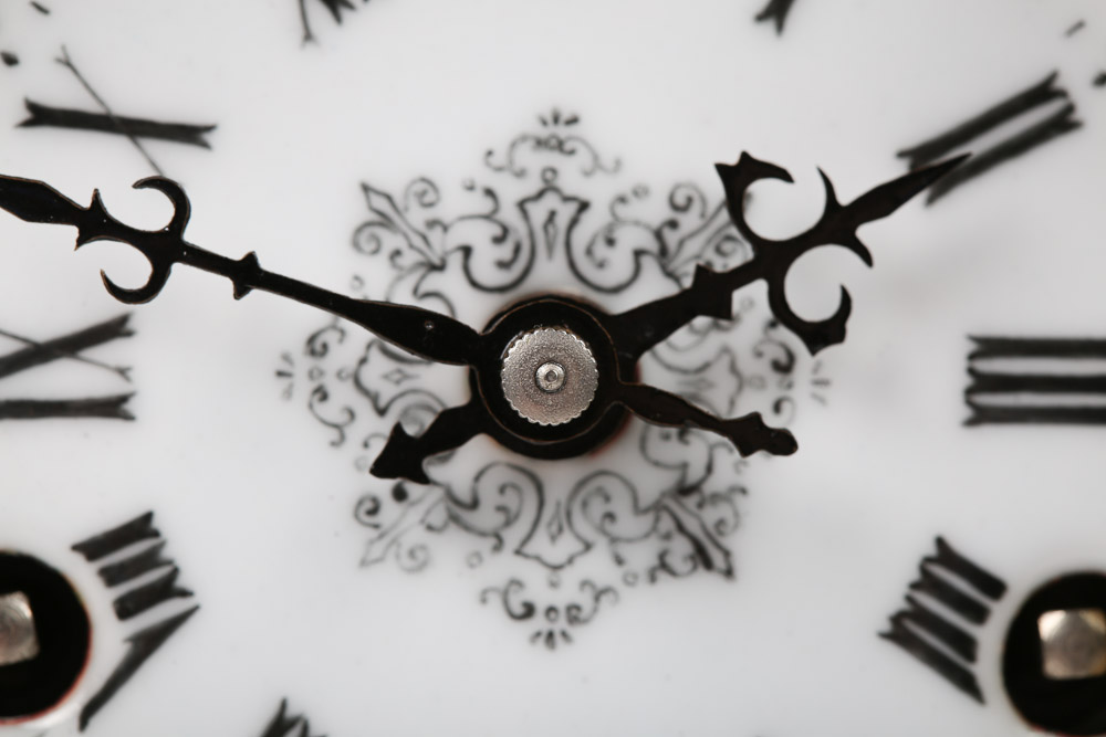 Chinese Cloisonné Empire Style Mantel Clock with Hand-Painted Porcelain Panels