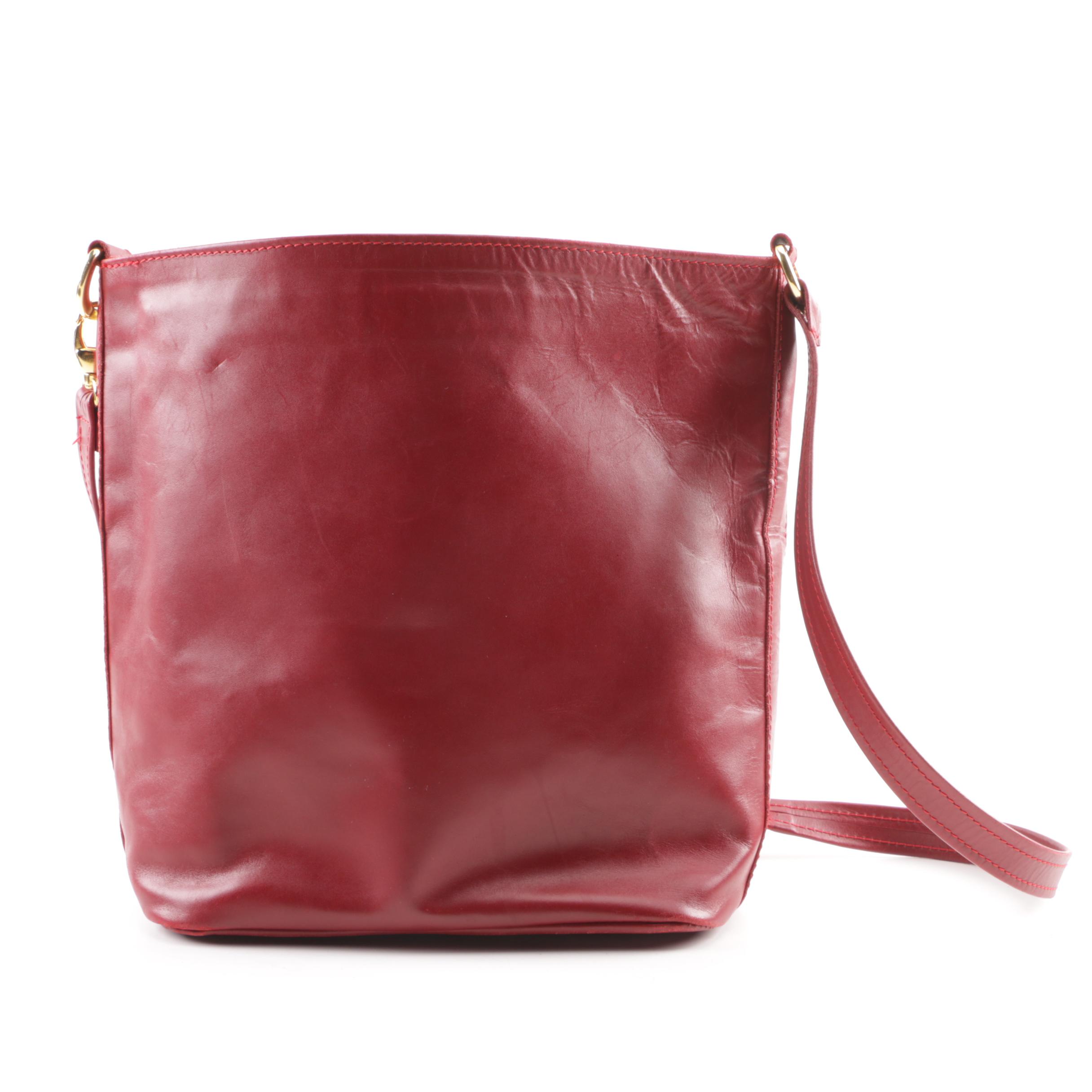 Francis Model Venezia Red Leather Bucket Bag with Black Leather Backpack Purse