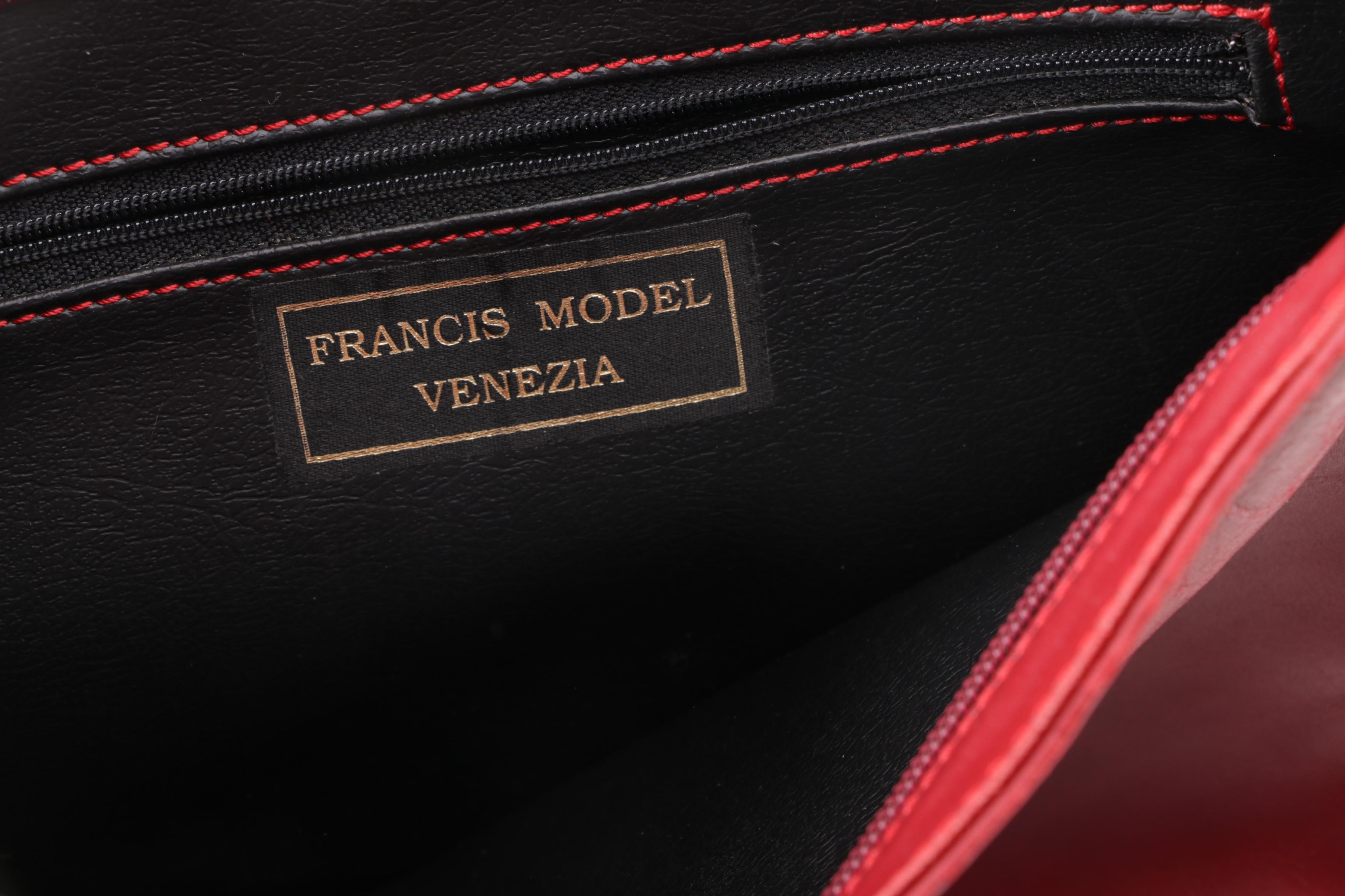 Francis Model Venezia Red Leather Bucket Bag with Black Leather Backpack Purse