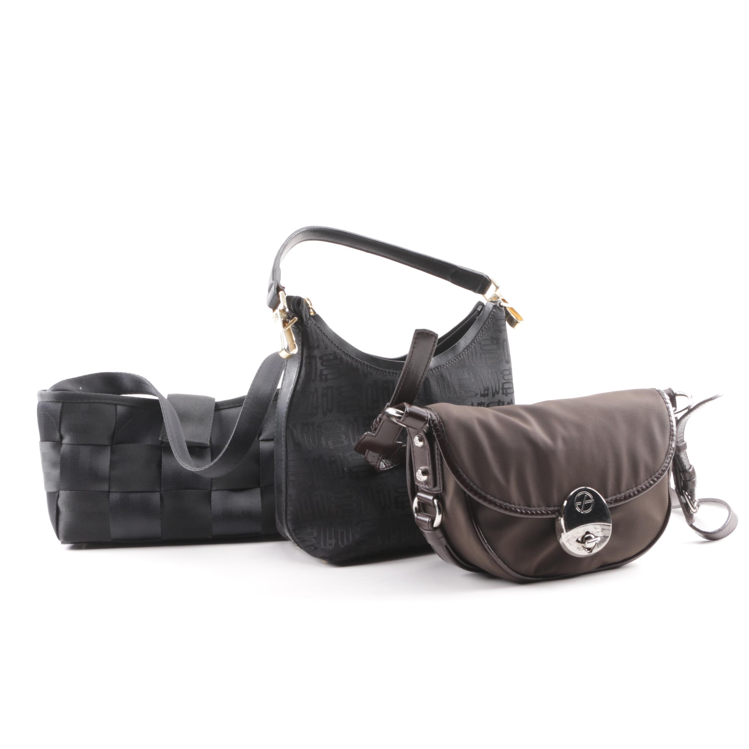 Harveys Black Woven Seatbelt Bag, Francesco Blasia and Tosca Blu Handbags