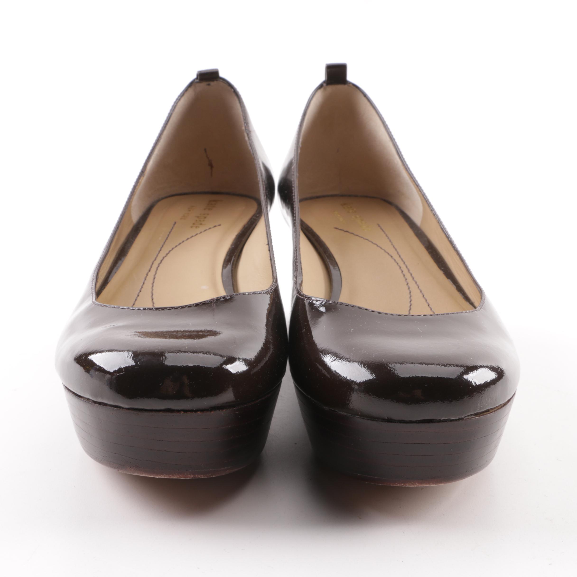 Kate Spade New York Dark Brown Patent Leather Platform Pumps