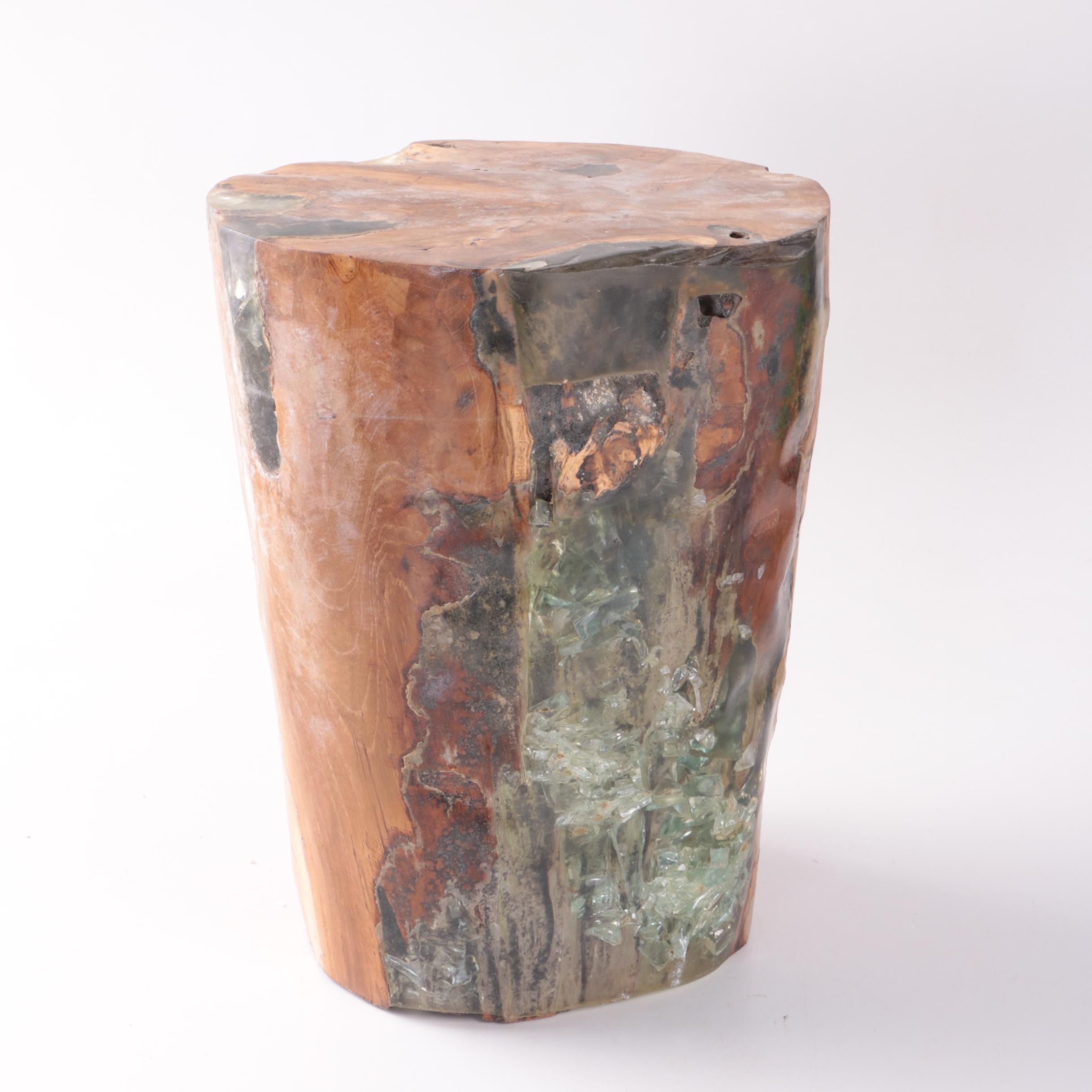 "Illusions" Mango Wood Stool