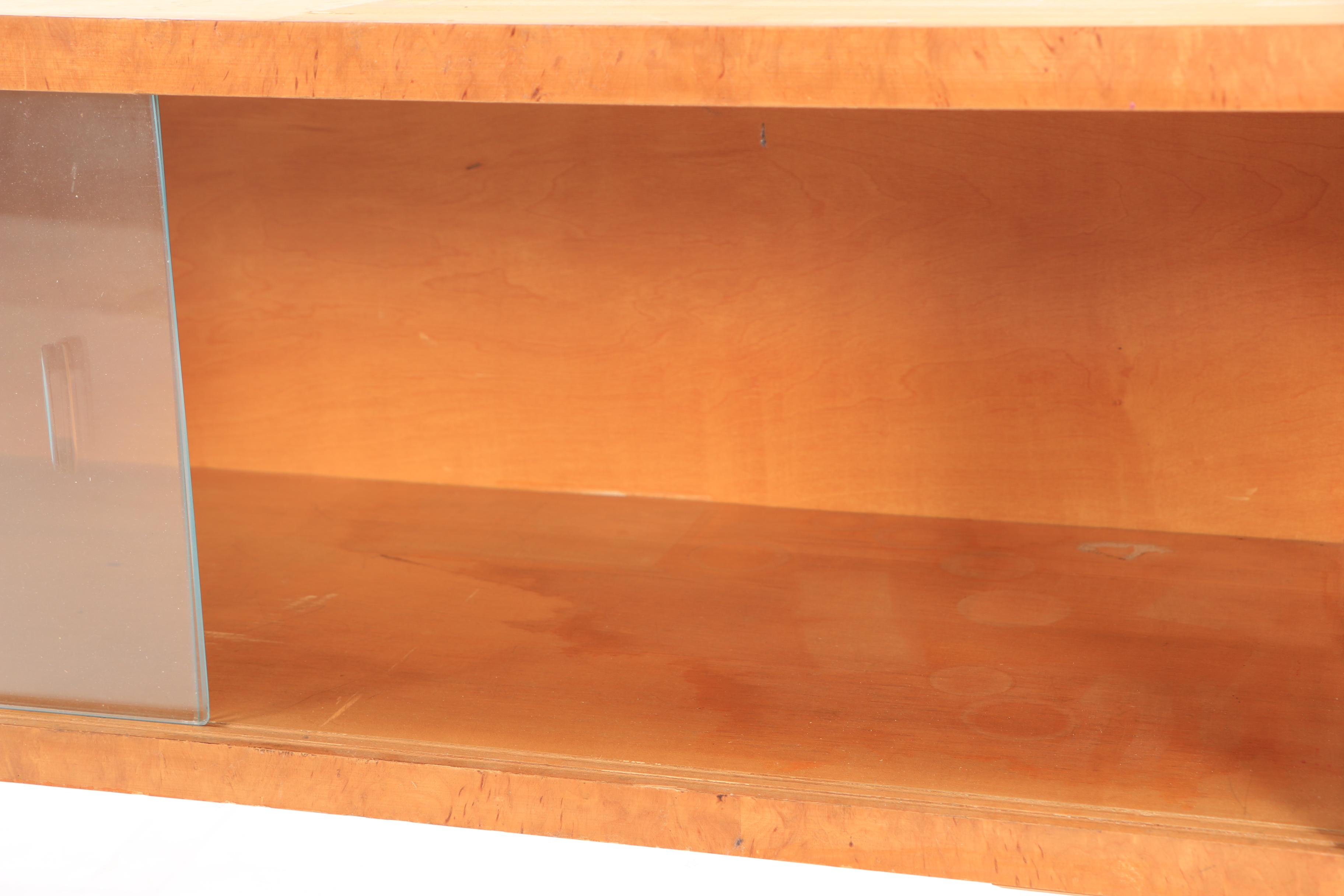 Mid Century Modern Console with Black Glass Top